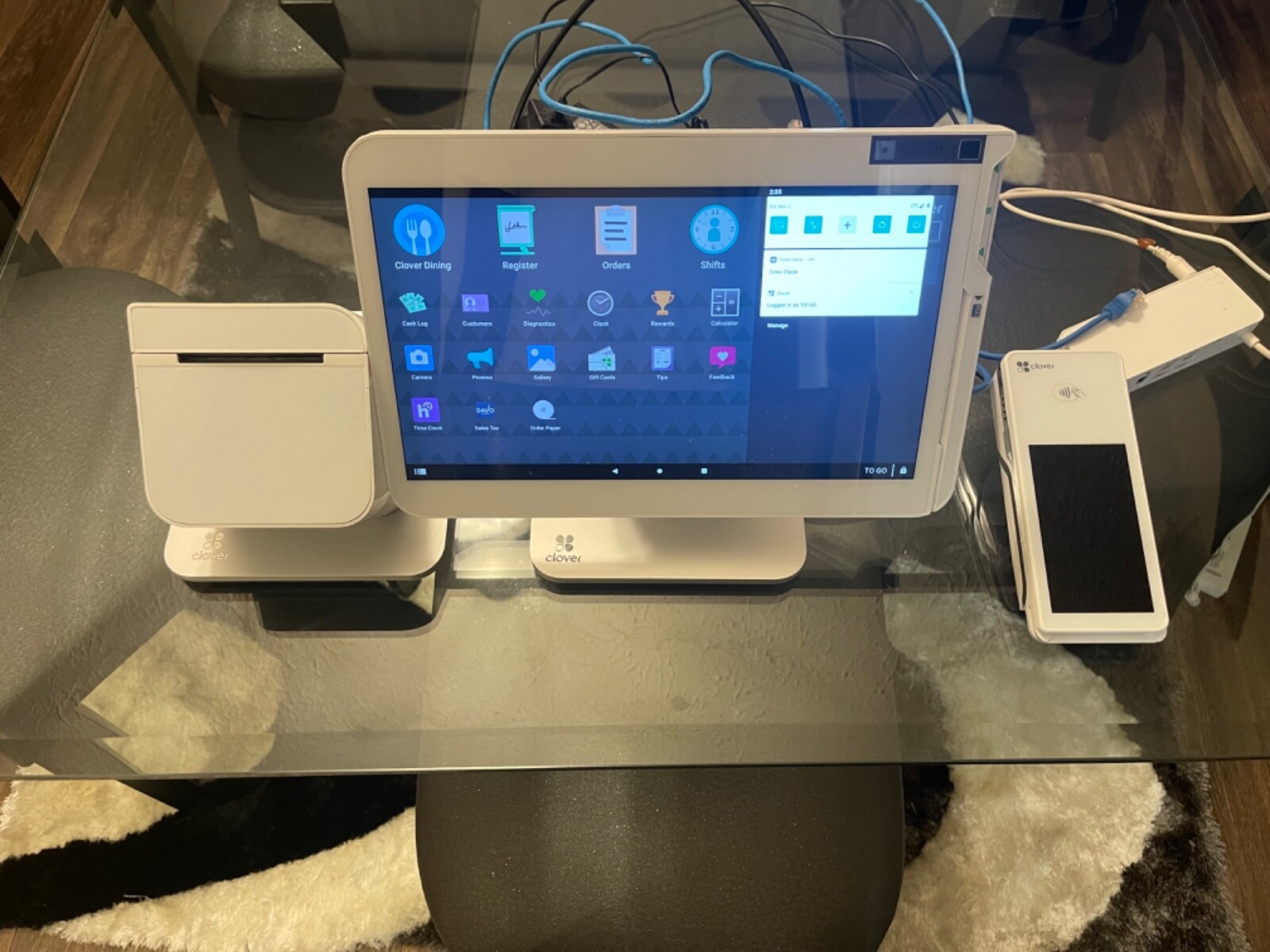 Clover Station C500 POS System *MONITOR*Hub H500 *USED*Flex Handheld*printer