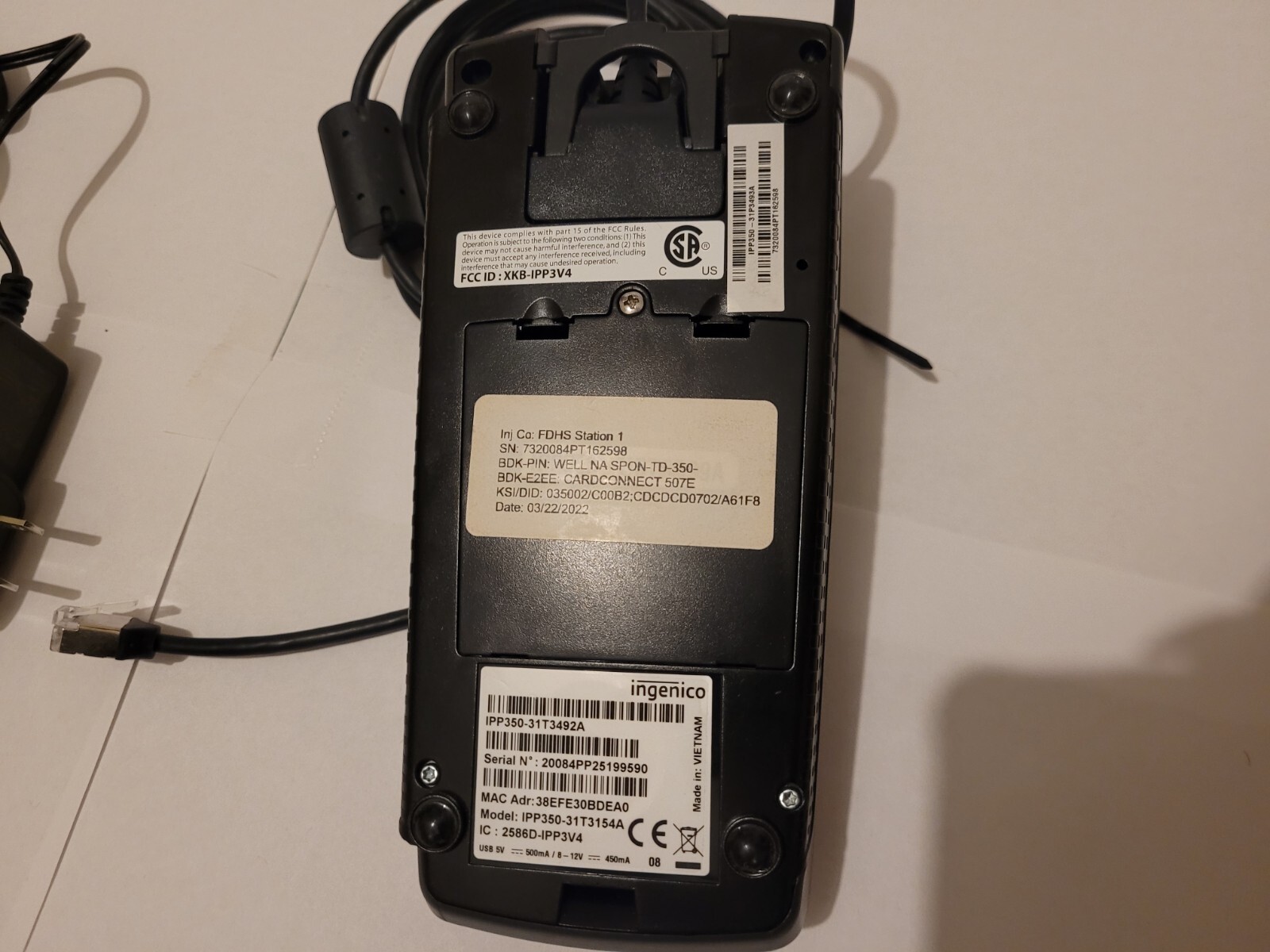 Ingenico IPP350 Credit Card Payment Terminal W/ Cable IPP350-31T3492A