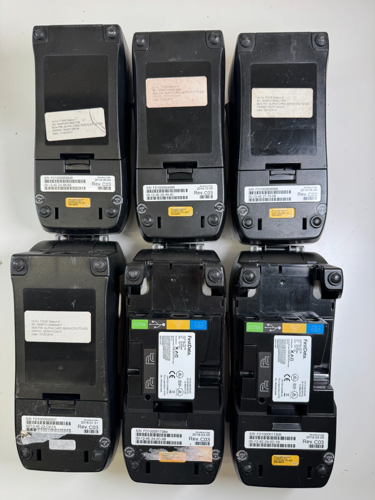 6x First Data FD130 EMV / Card Terminal – READ for Encryption Key – NO PSU