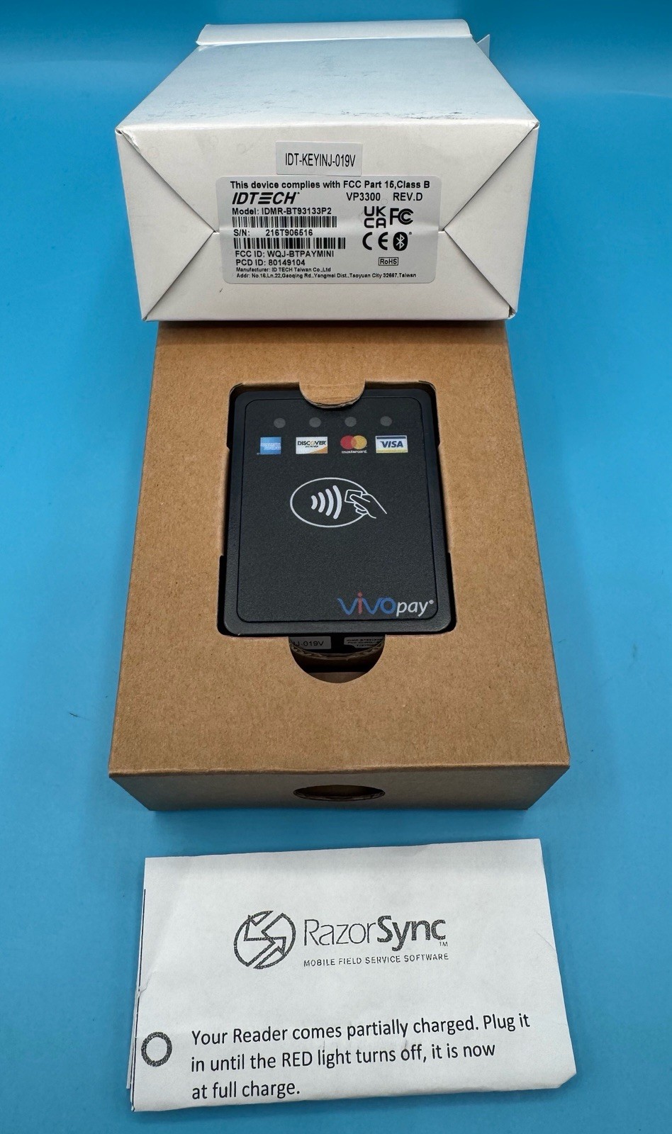 VivoPay IDTECH VP3300 3-in-1 Contactless EMV NFC MagStripe Lightspeed Upserve