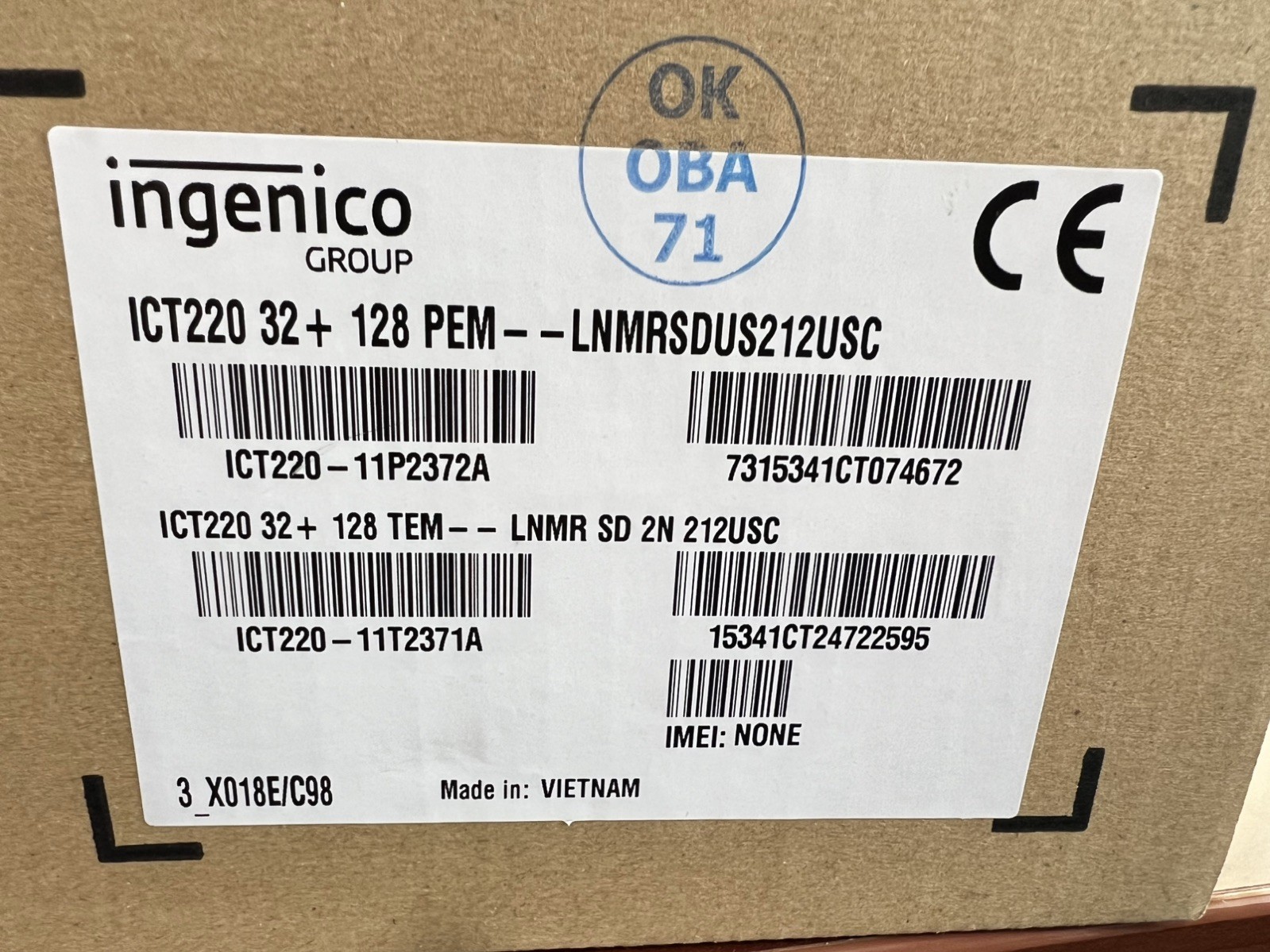 POS Machine Ingenico ICT220 Credit Card Terminal