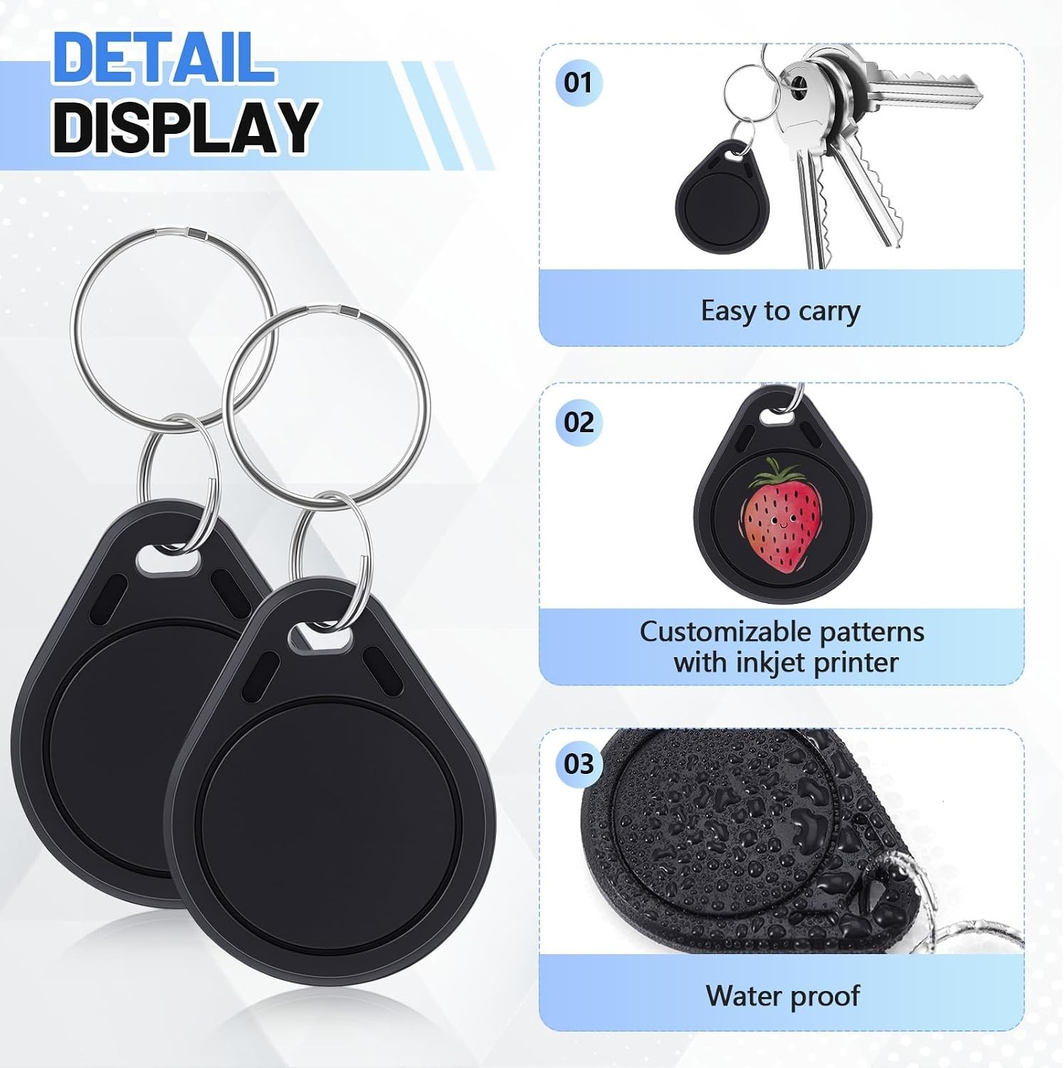 100 Pack NFC Tags Keychain Business Card Programmable