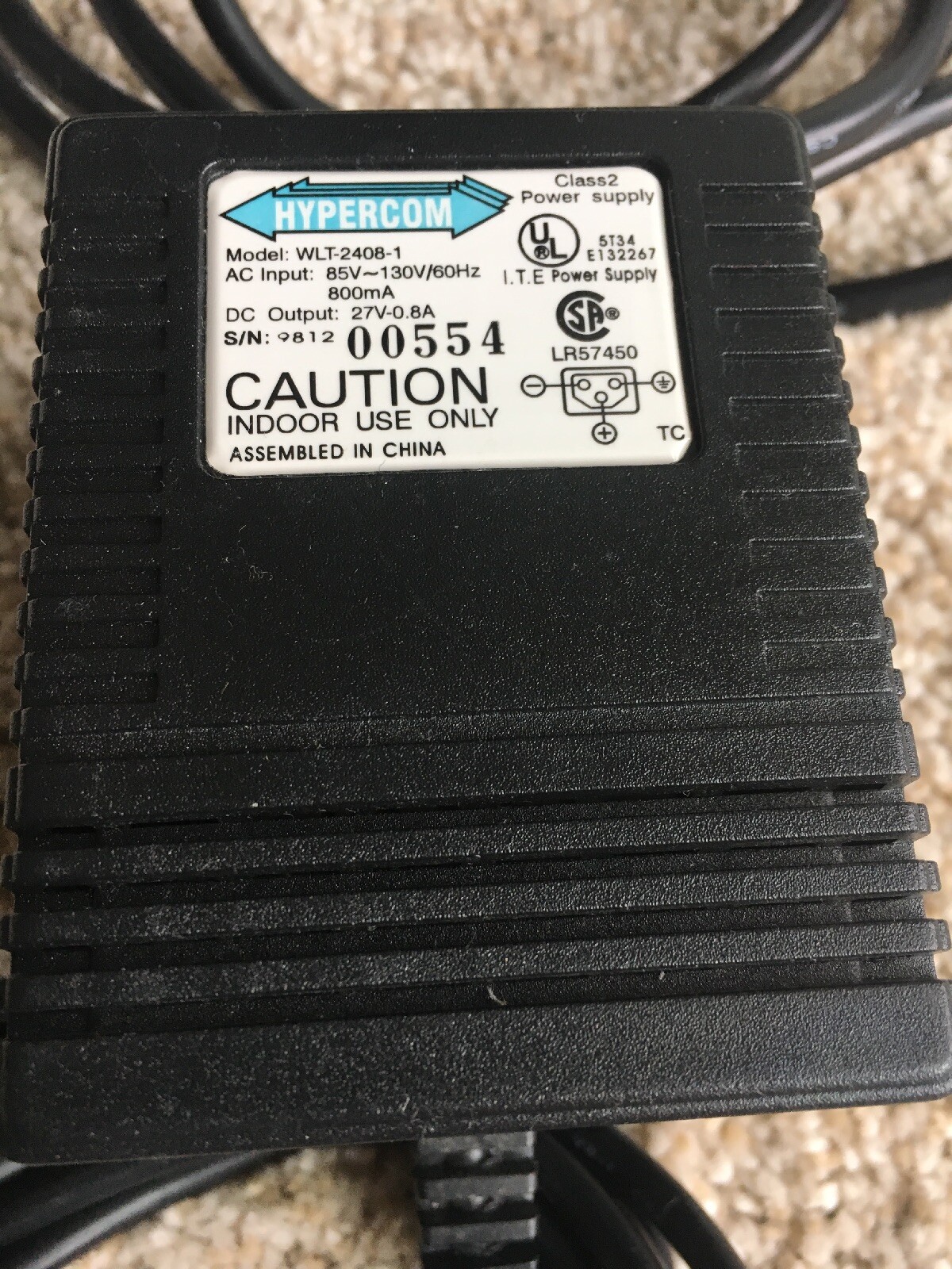 Hypercom OEM WLT-2408-1 Power Supply DC Output 27V 0.8A Credit Card