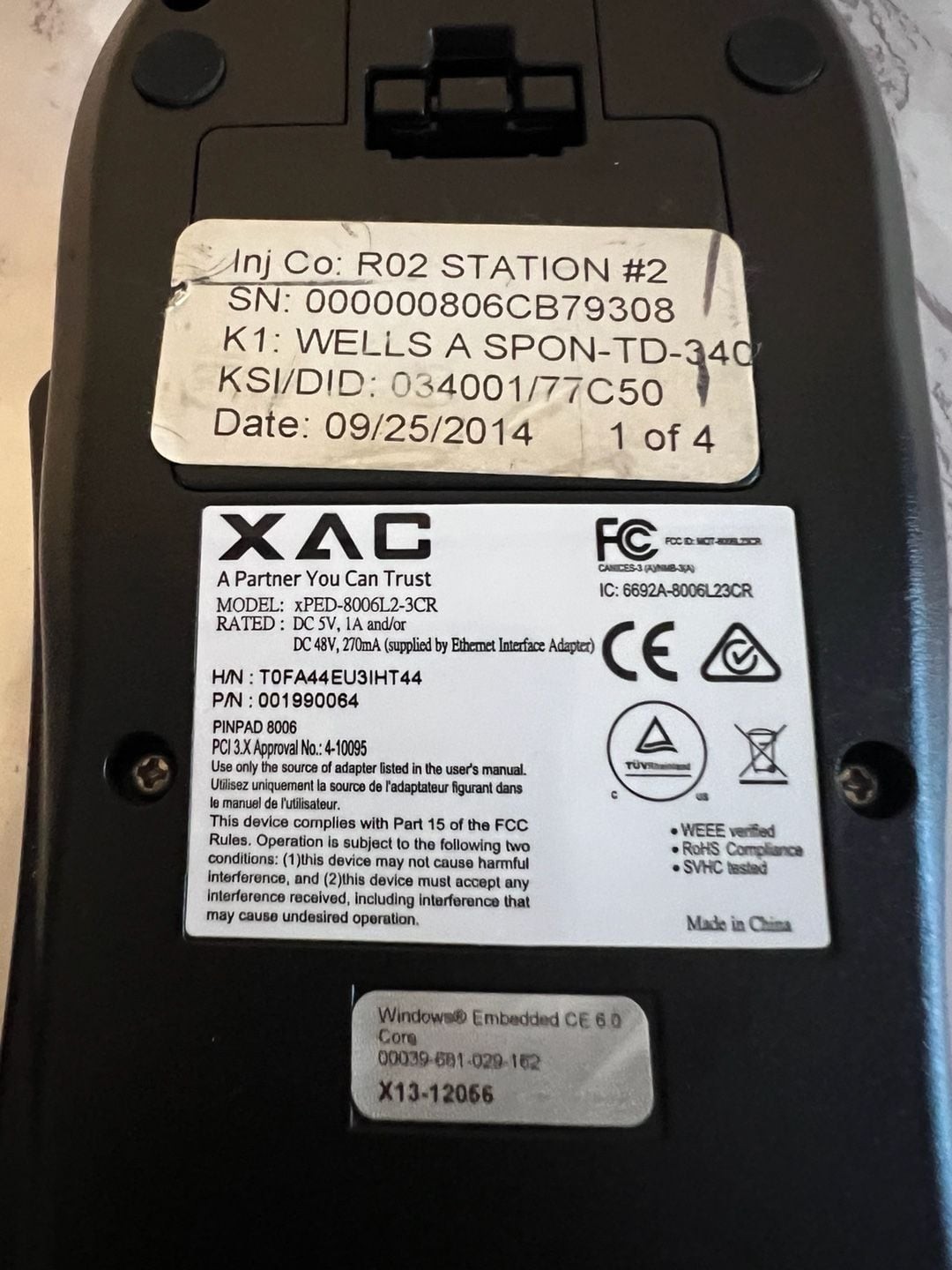 First Data FD-40 PIN Pad Terminal Model xPED-8006L2-3CR