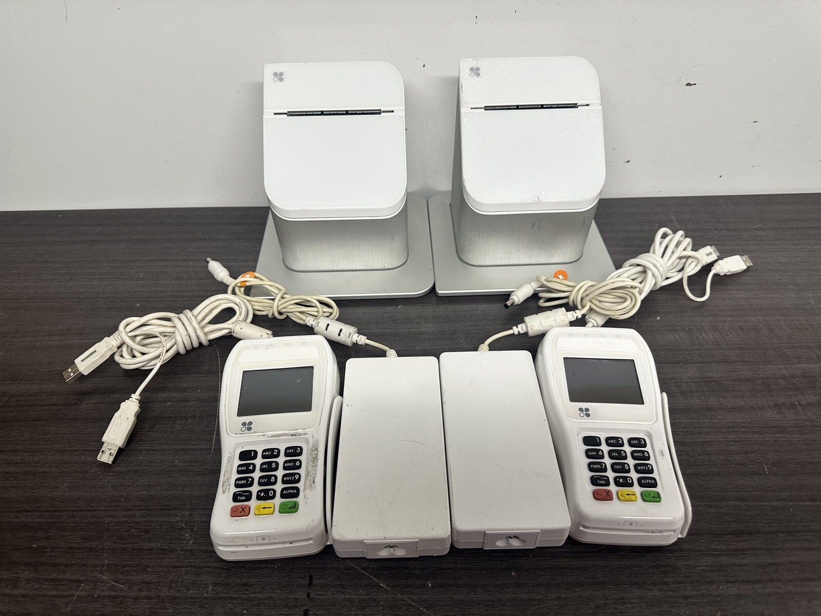 Lot of 2 Clover Station 1.0 High-Speed Receipt Printer P100 W/ 2 Keypads – G78