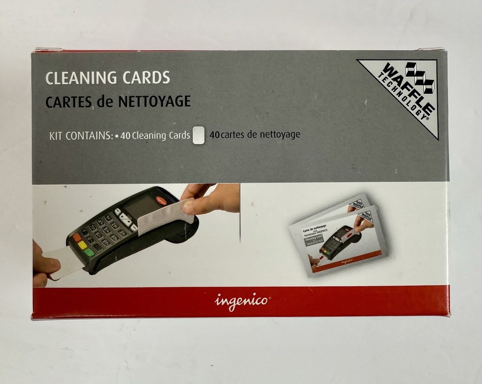 Genuine Ingenico Waffle Cleaning Card for Smart Cards & Magnetic Stripe / Box 40