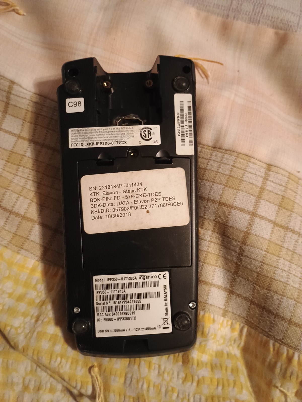 Ingenico IPP350 Credit Card Terminal Untested*READ*