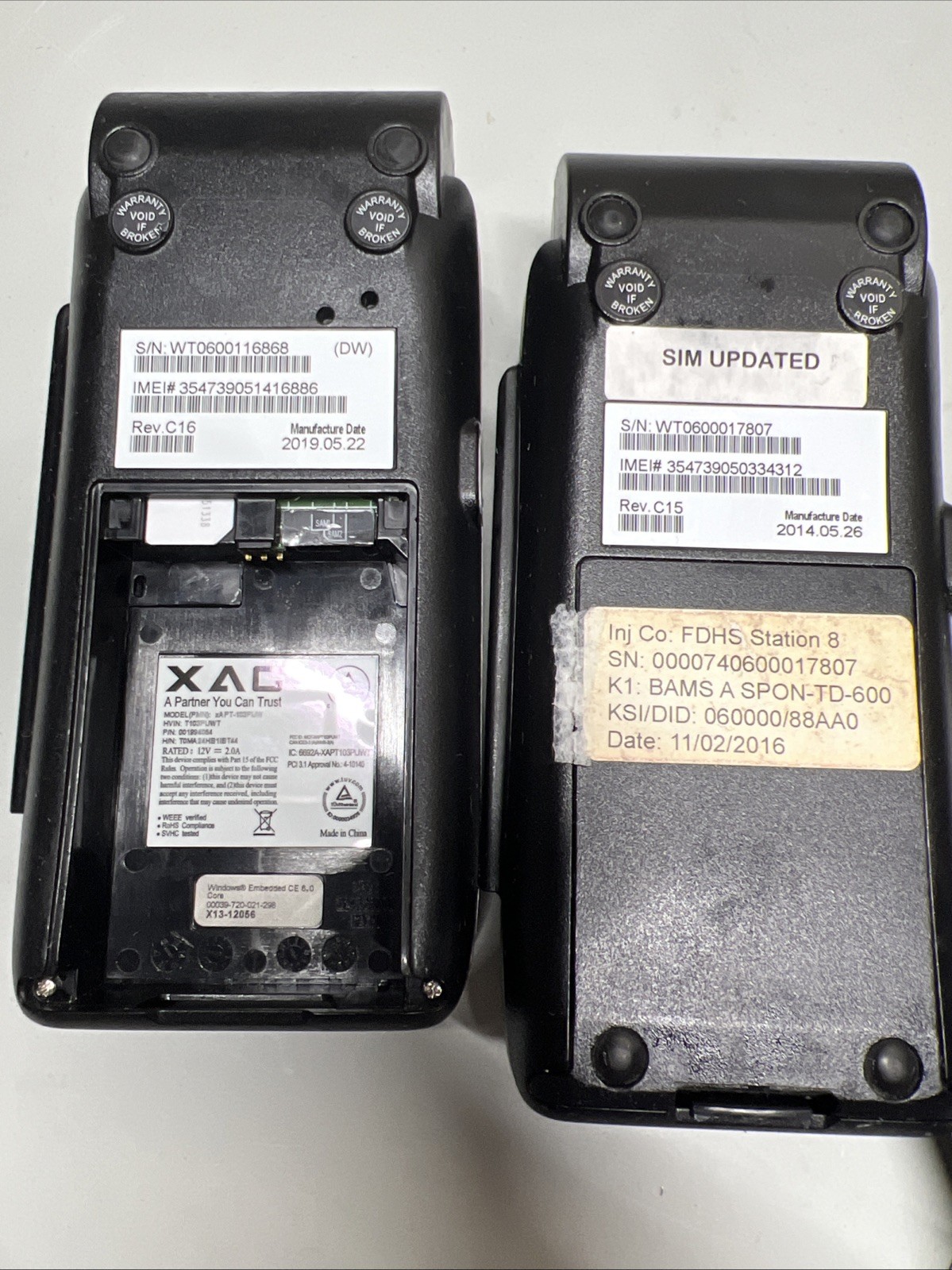Two First Data FD 410 Wireless Credit Card Terminals – One power adapter