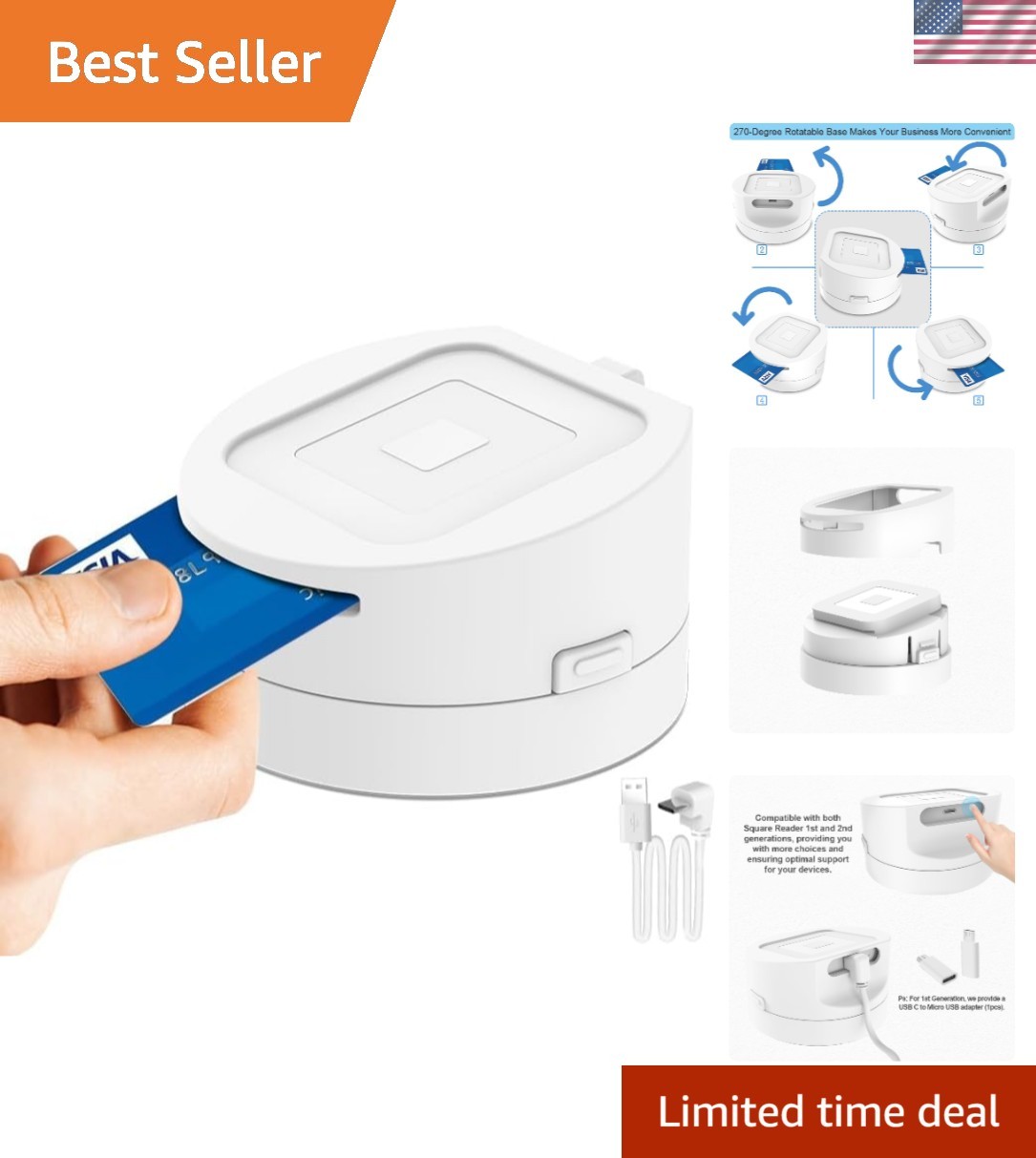 Dock for Square Reader – Compatible with 1st and 2nd Generation Square Reader…