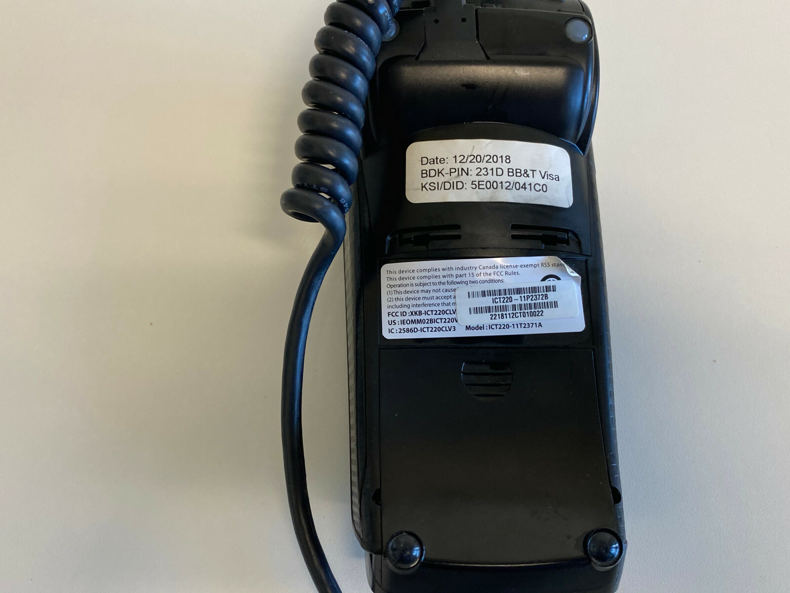 PP15: Ingenico ICT 220 ICT220 Credit Card Terminal with Power Supply and Cable