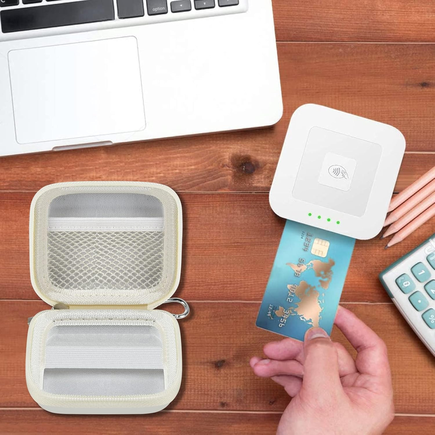 Chip Card Reader Scanner Case, Hard Carrying Bag Holder Fits Square A-SKU-0485 C
