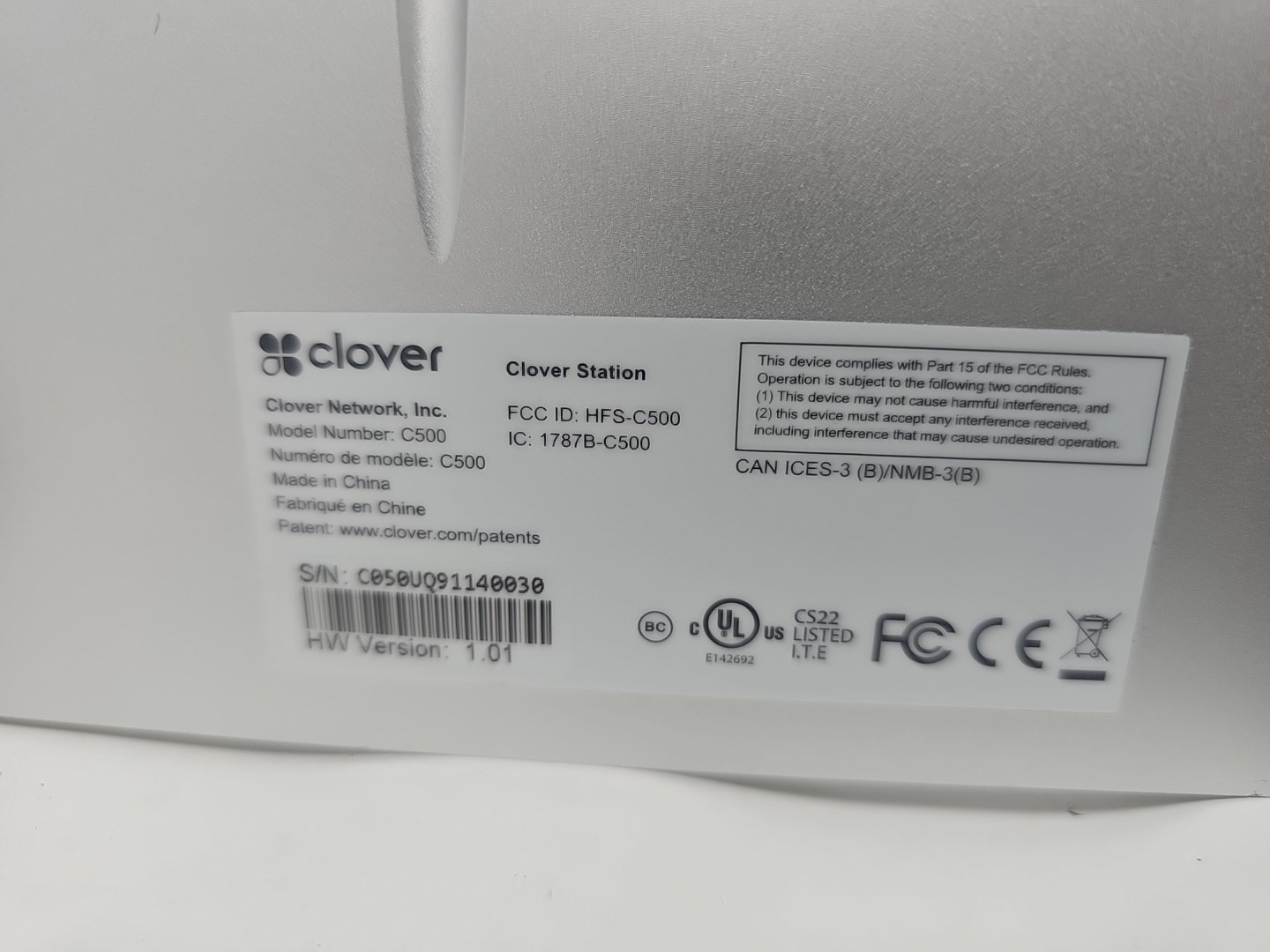 Clover Station C500 POS Point of Sale System With Power Supply And Hub Locked