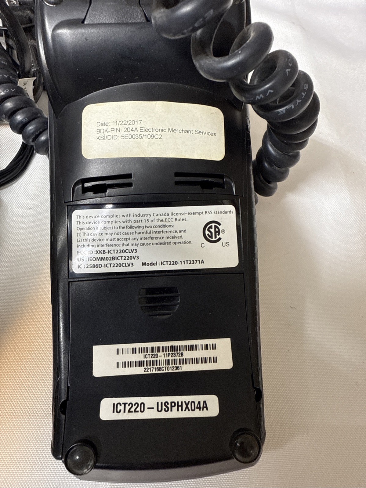 Ingenico ICT220 Credit Card Terminal w/ EMV Chip Reader & RS232 US Power Adapter