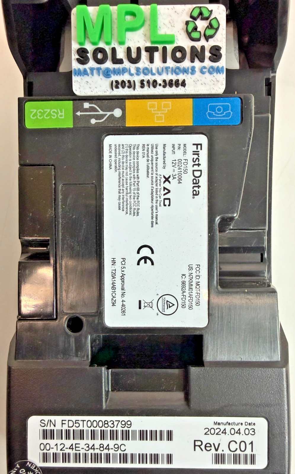 First Data FD150 EMV Contactless Credit Card Terminal Dial/IP WiFi *No PSU*