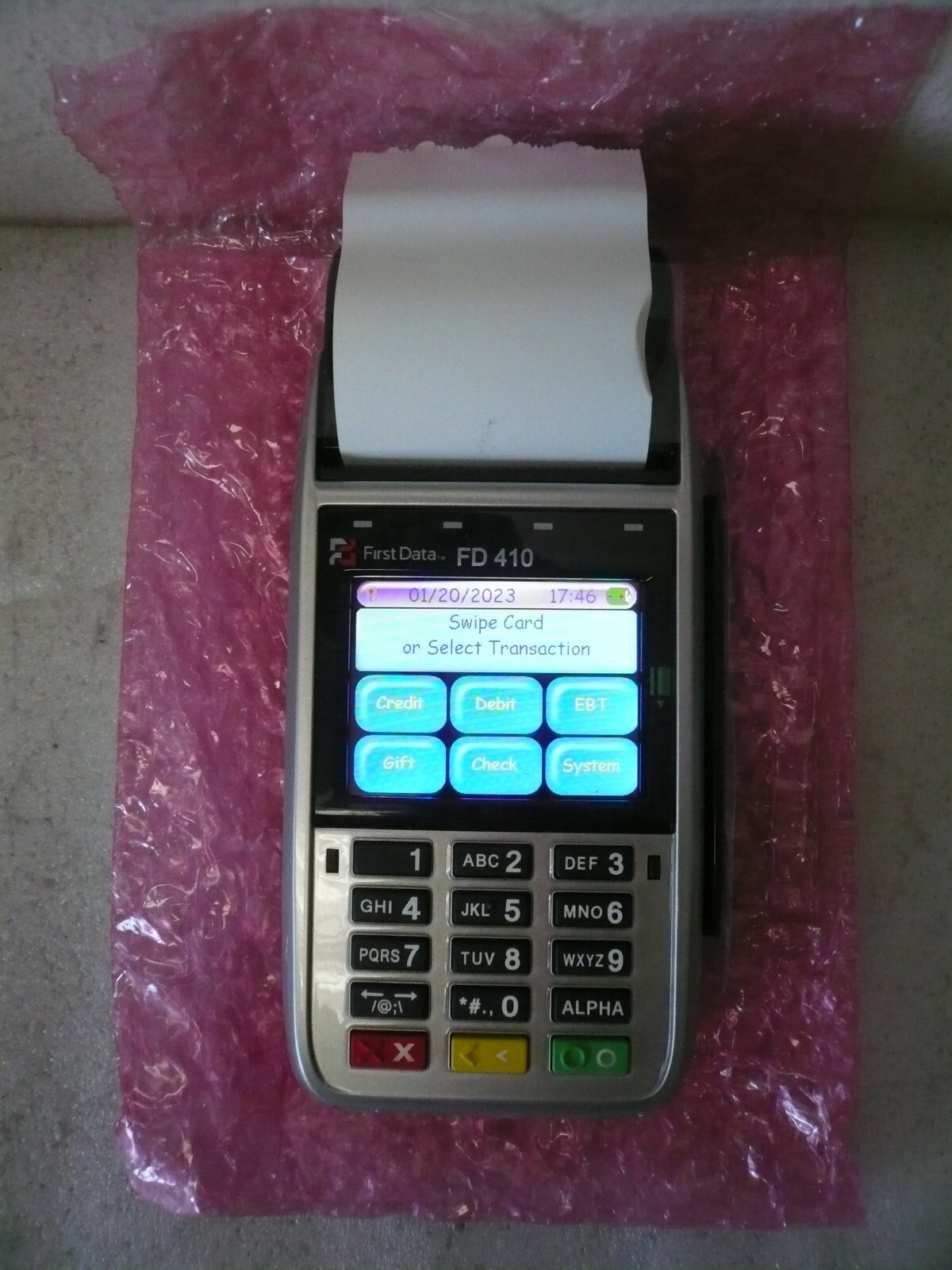 First Data FD410 DW EMV Wireless Handheld Credit Card Terminal