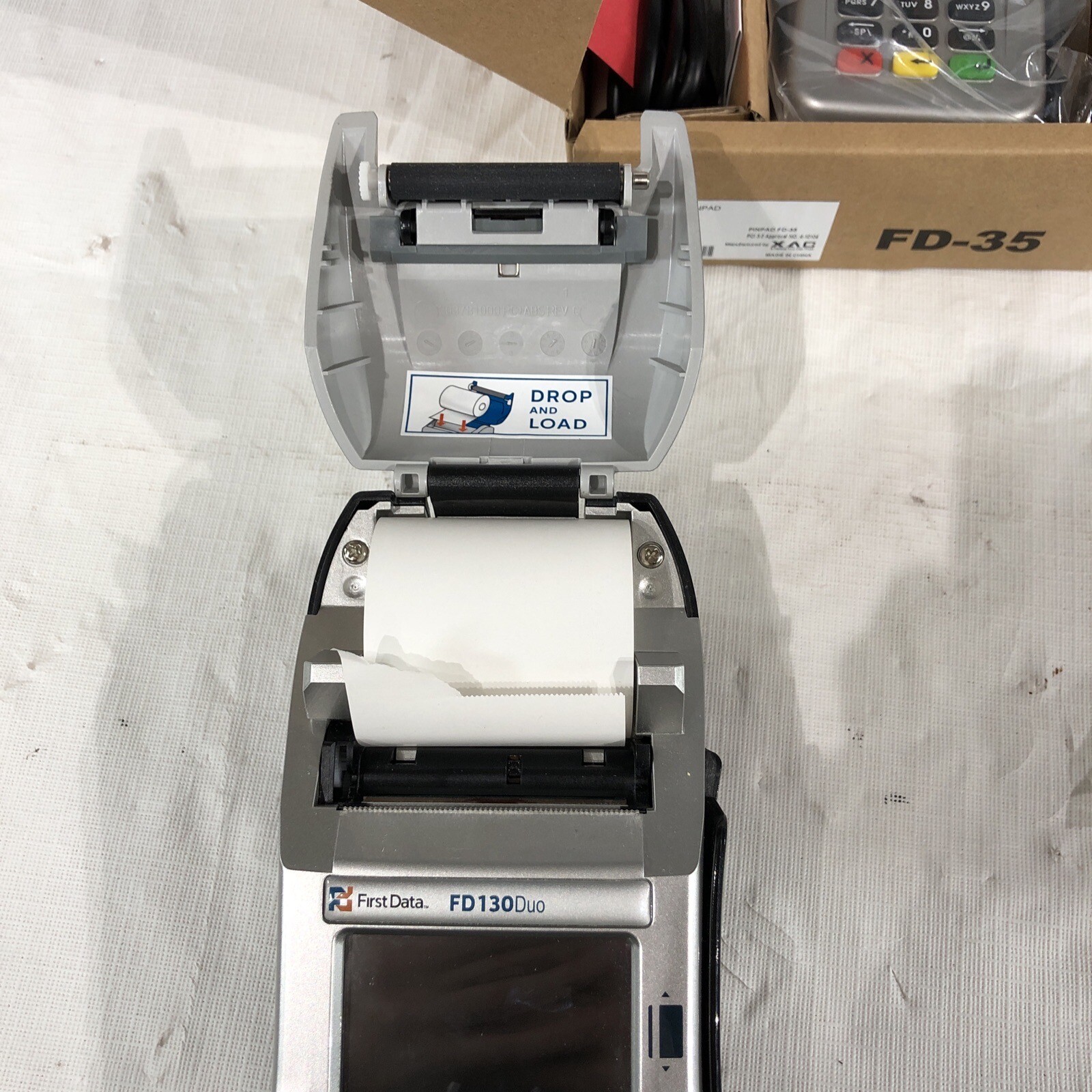 First Data FD130 Duo Credit Card Terminal with FD35 Keypad (tap, EMV)