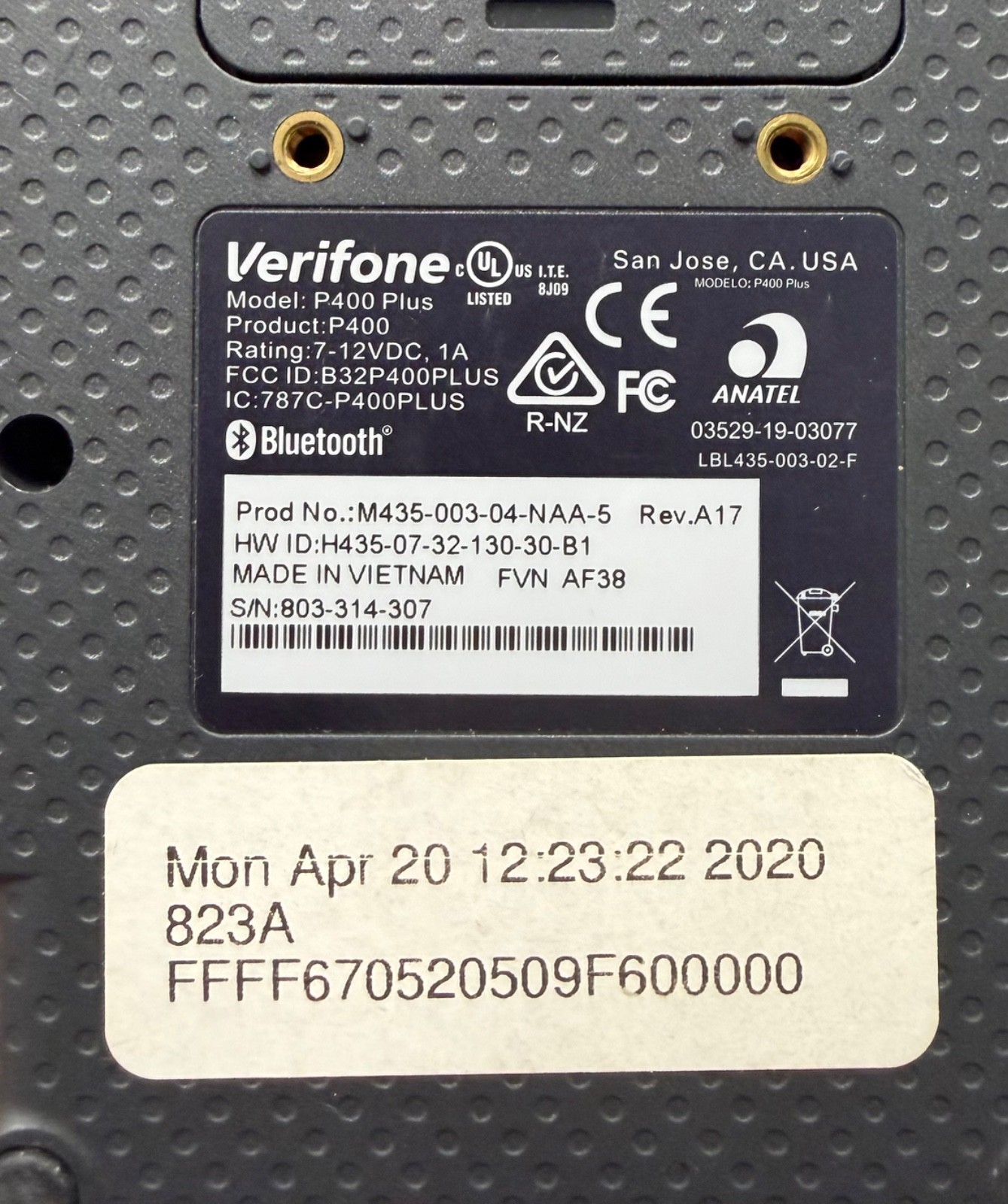 NEW VeriFone P400 Plus Payment Terminal (Pin Pad) PN:M435-003-04-NAA-5 – REV.A17