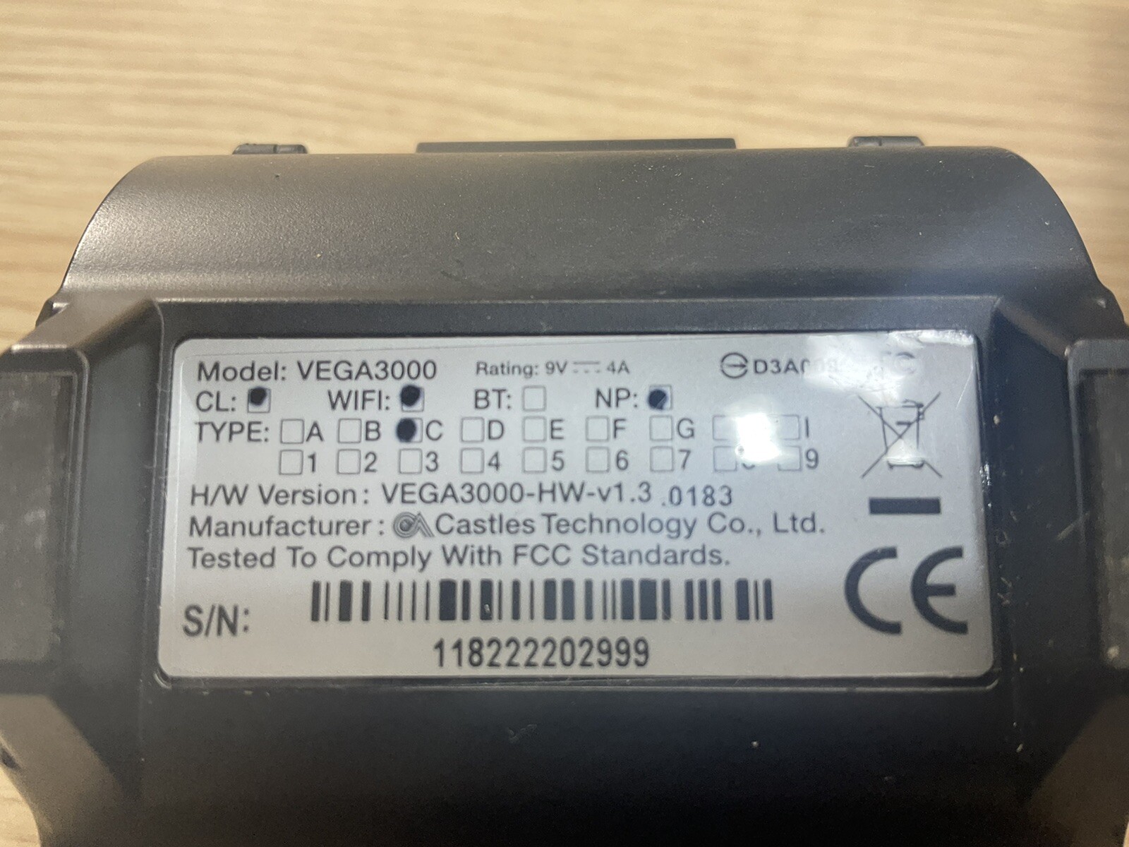 9Credit Card Machine Castles V3 Vega 3000 POS Terminal Power Supply /JUA1791