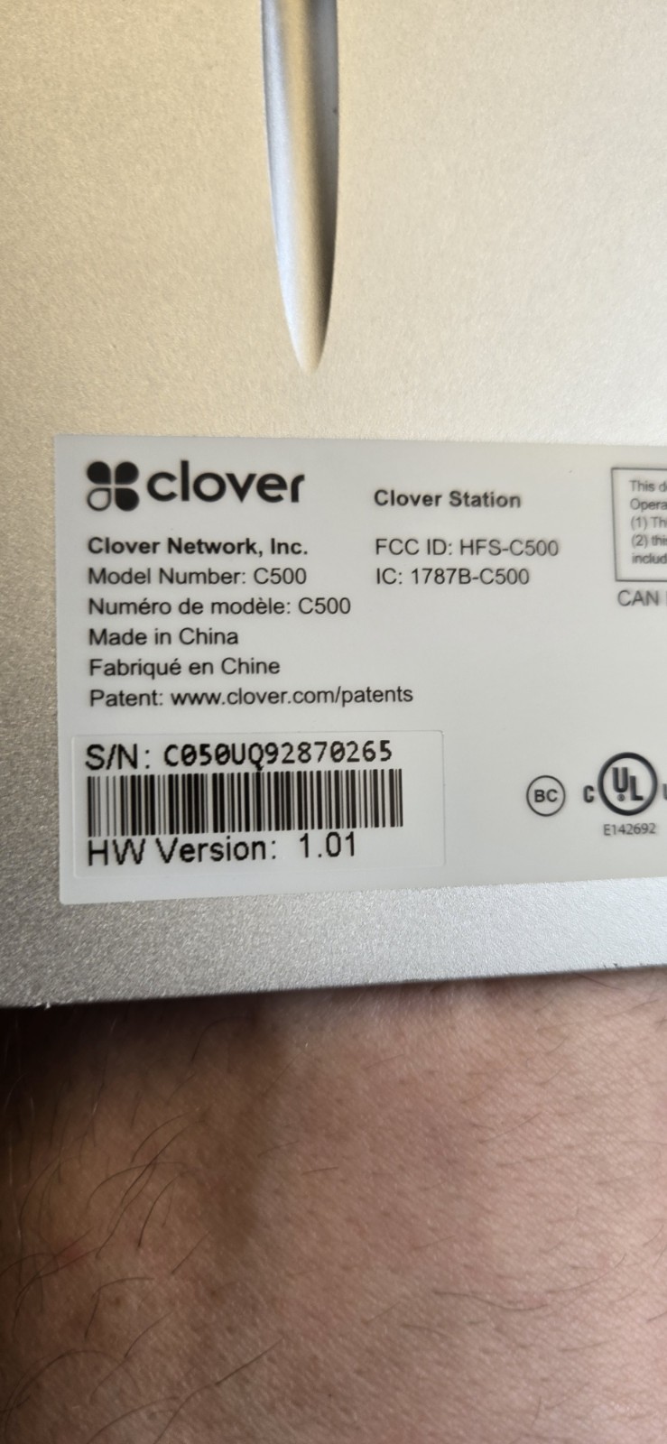Clover Station C500 POS System P550 Printer HUB, Cash drawer & Power | Reset