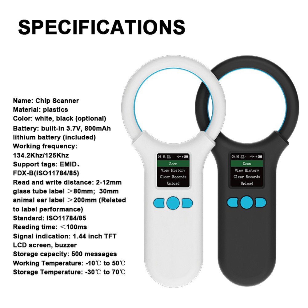 Handheld Animal Chip Scanner 14inch TFT LCD Rechargeable FDX-B ISO1178485 V1