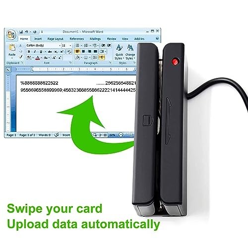 USB Magnetic Stripe Card Reader – 3-Track POS Swiper for Credit/Debit Cards