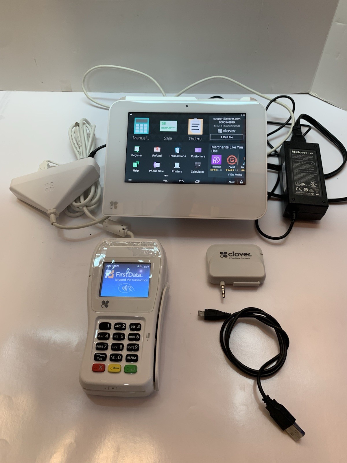Clover Mini 3G C301 Credit Card Terminal POS System w/XPED-8006L2-3CR White