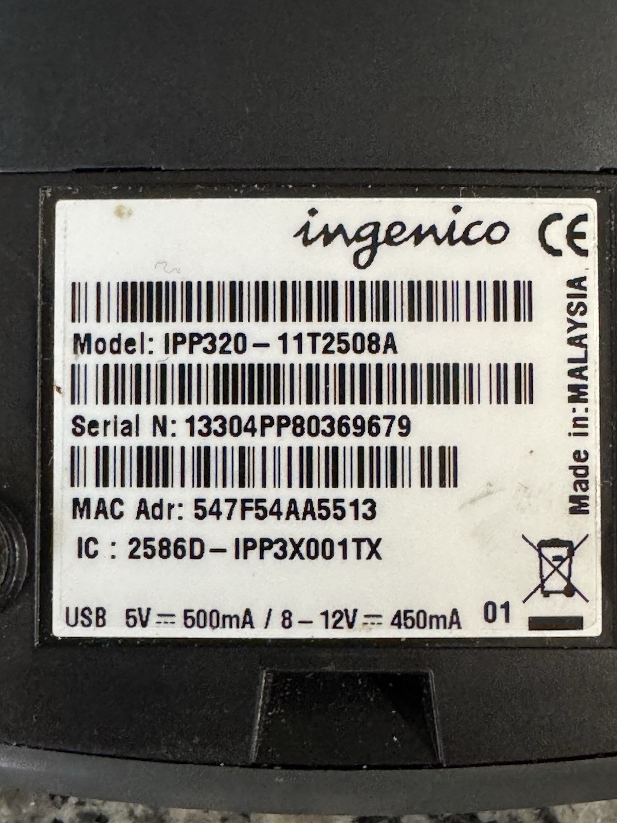 Ingenico iPP320 Payment Terminal – 11T2508A