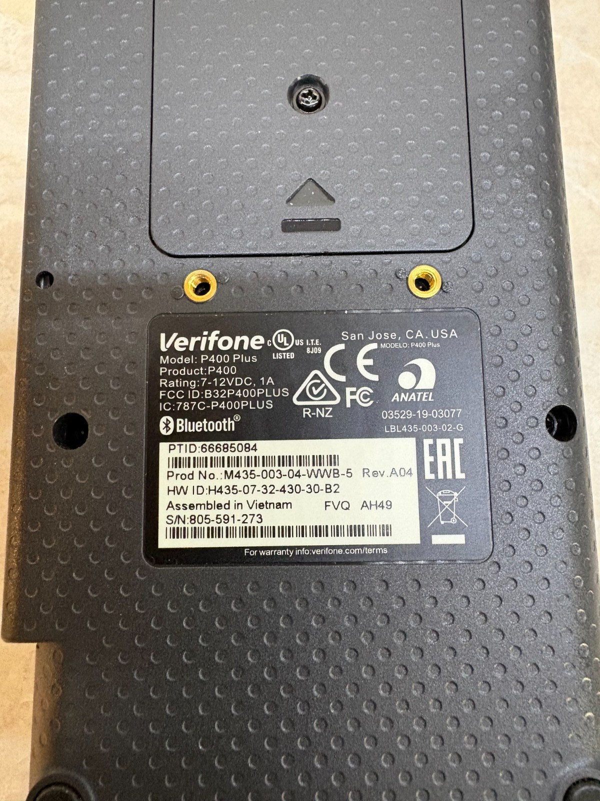 VeriFone P400 Plus Credit Card Reader –