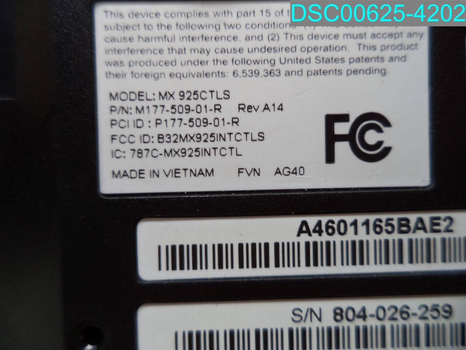 Used Item Verifone MX 925CTLS Pin Pad Terminal M177-509-01-R