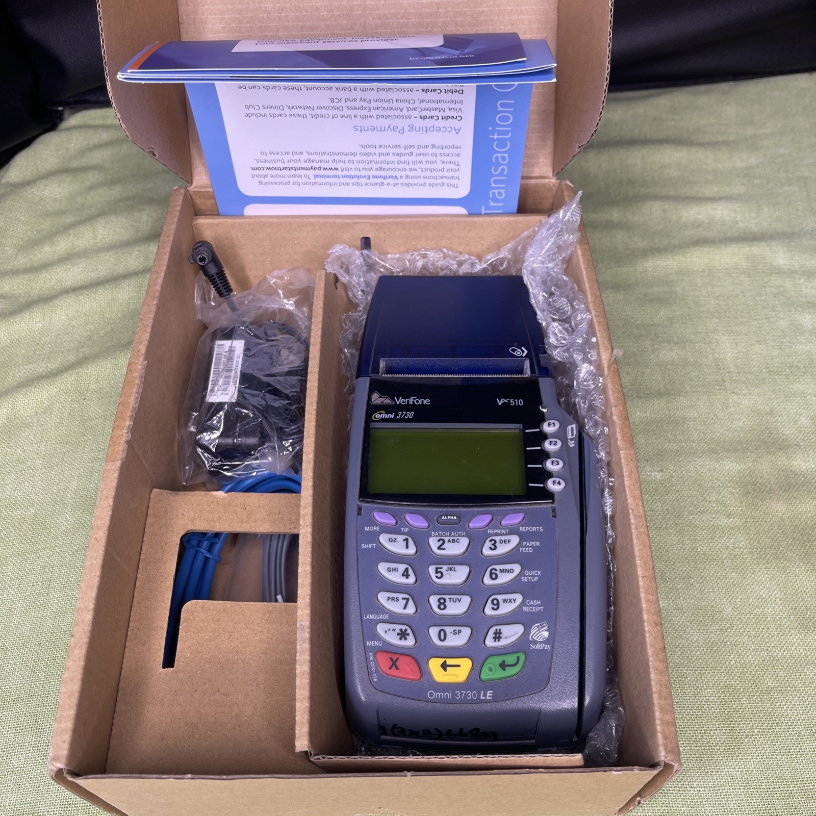 VeriFone Omni 3730 LE VX510 Credit Card Terminal Receipt Printer w PSU Cables