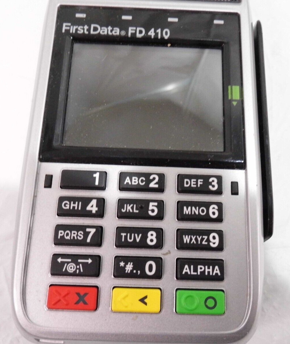 FIRST DATA FD 410 CREDIT CARD MACHINE WIRELESS DEBIT READER No Charging Cord