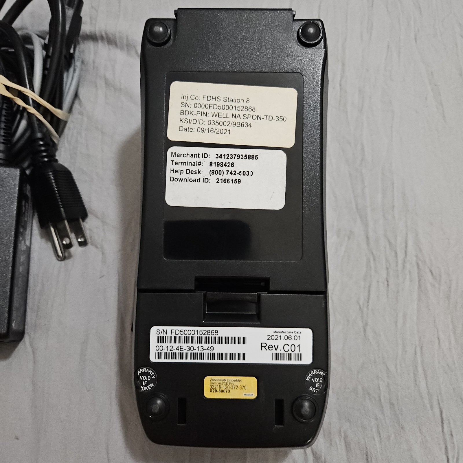 First Data FD150 Credit Card Terminal w/ Power Supply & Cables Tested Working