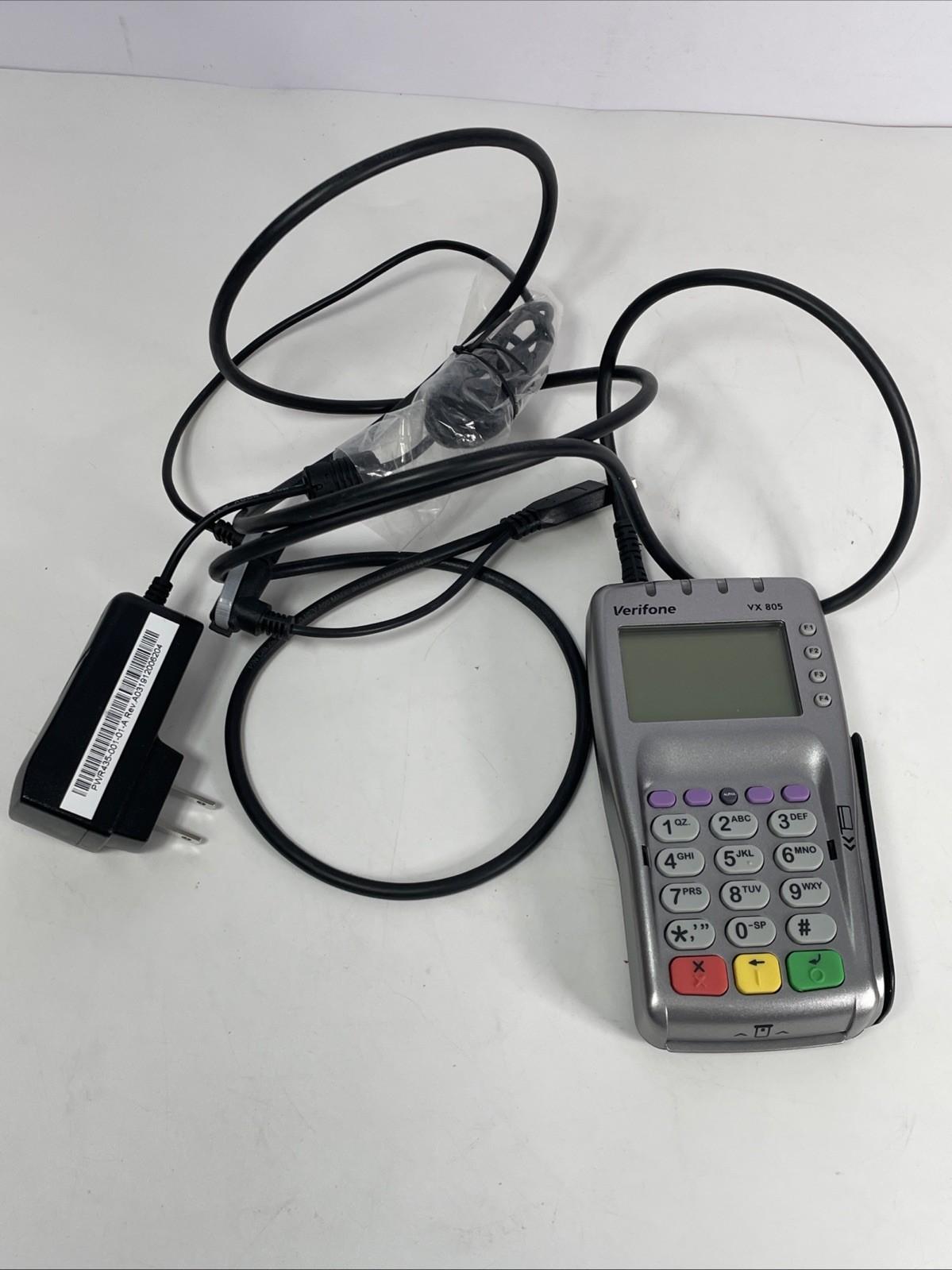 VeriFone VX805 CTLS Pin Pad Tamper Chip/Card Reader W/ Power Cord Untested Read