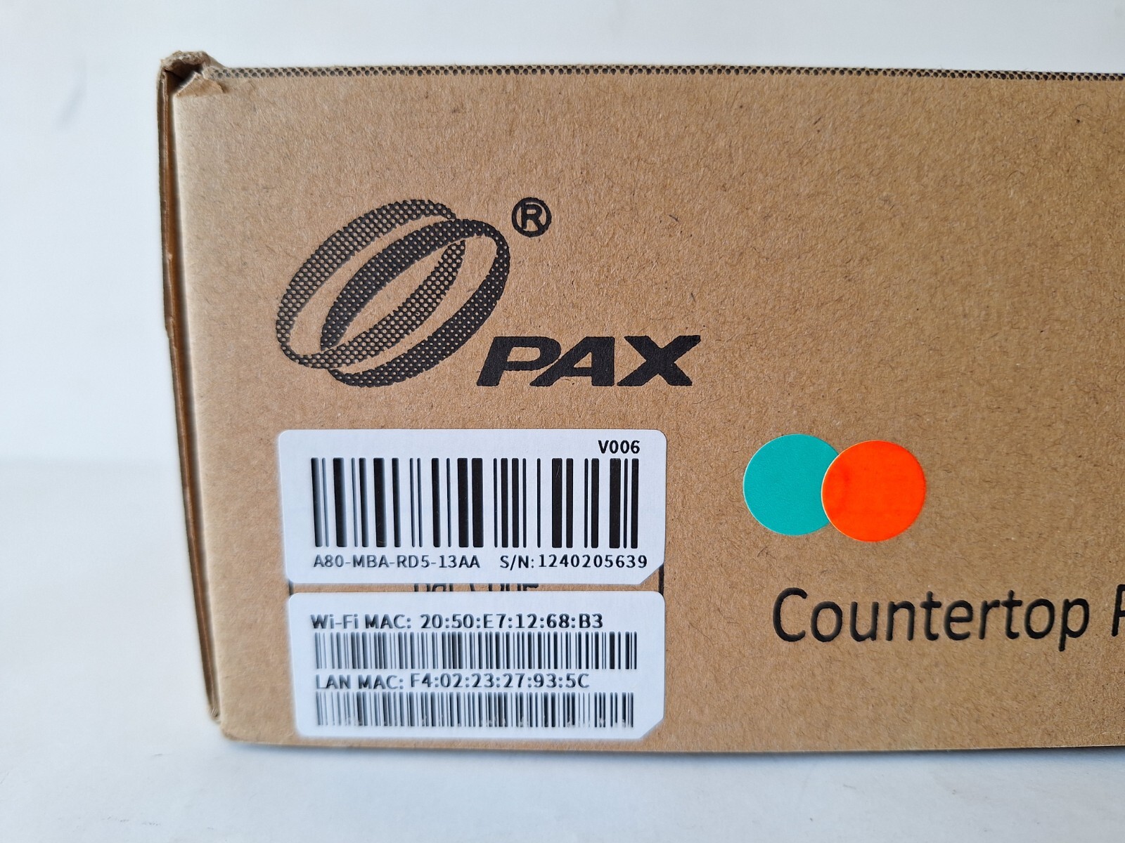 PAX A80 Countertop Payment Terminal A80-MBA-RD5-13AA – BRAND NEW