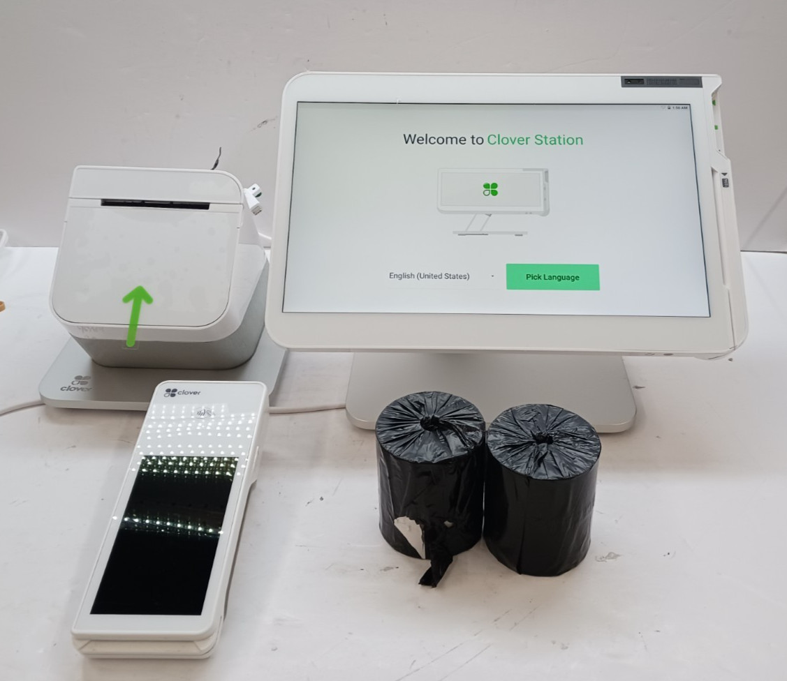 Clover Station Duo POS System w/ Printer & Power Supply Bundle. Powers On.