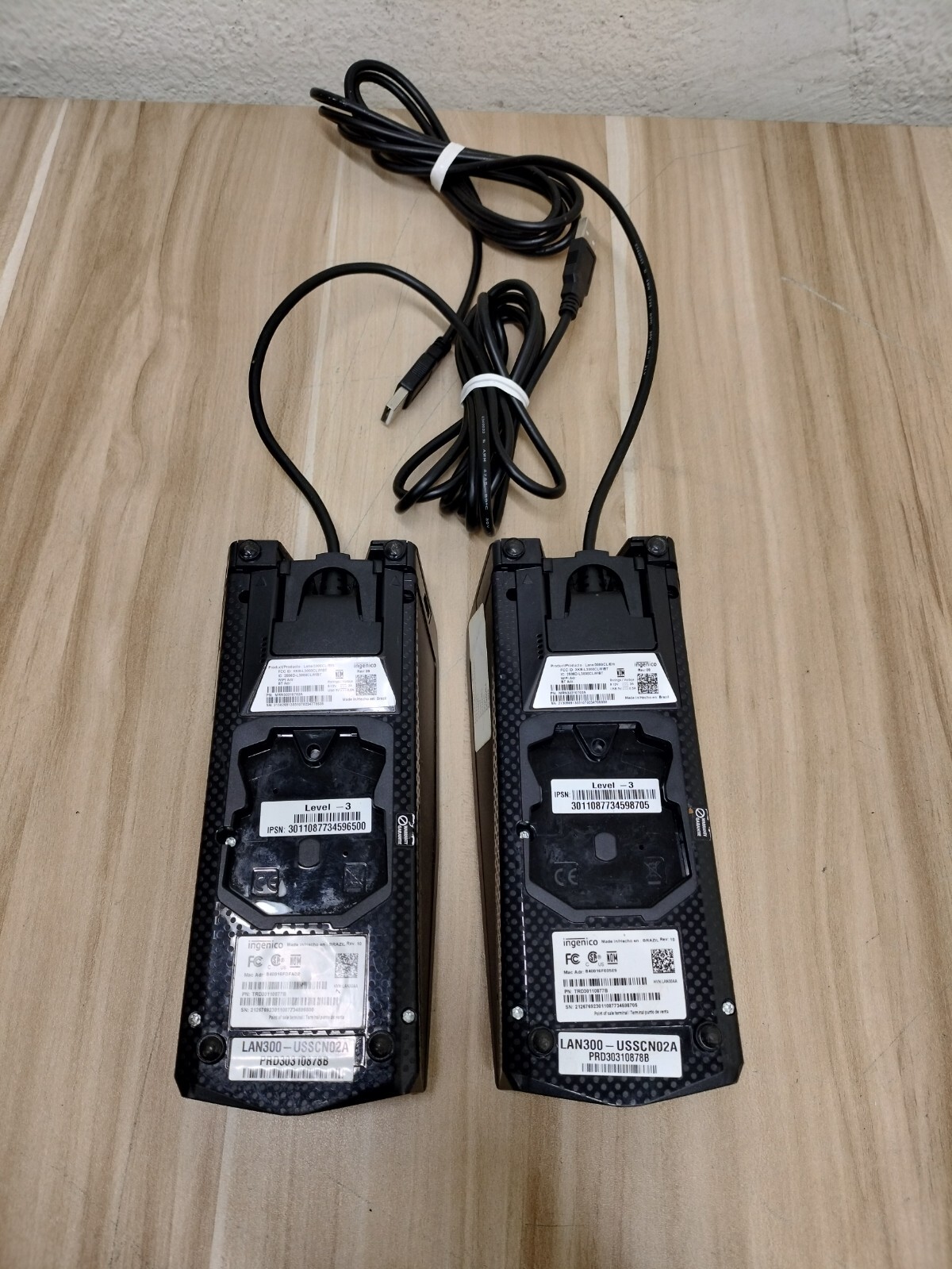 (LOT OF 2) INGENICO LANE/3000 TRD30110877B CREDIT CARD TERMINAL w/ CORD