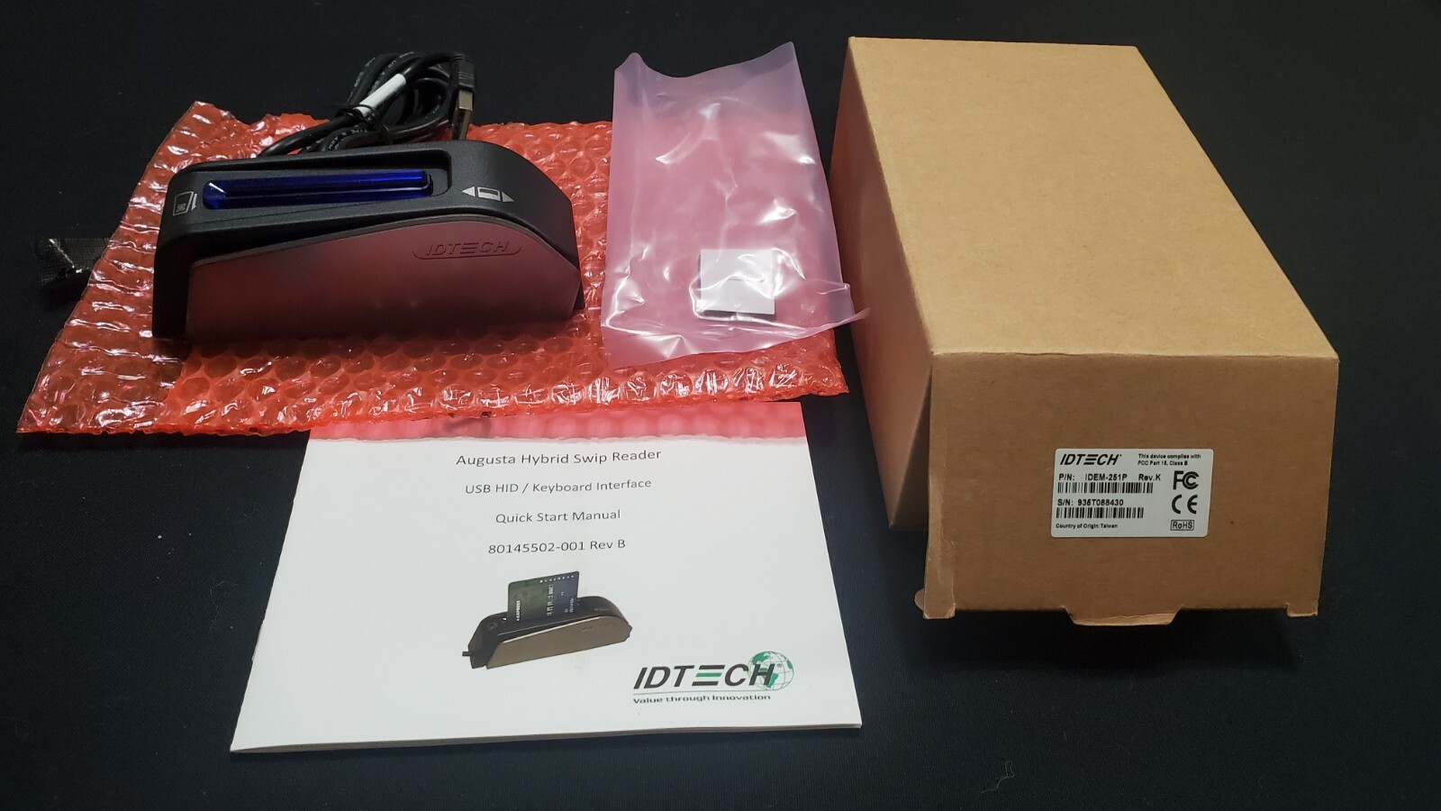 New Open Box Augusta Hybrid Swipe Reader IDTECH IDEM-251P