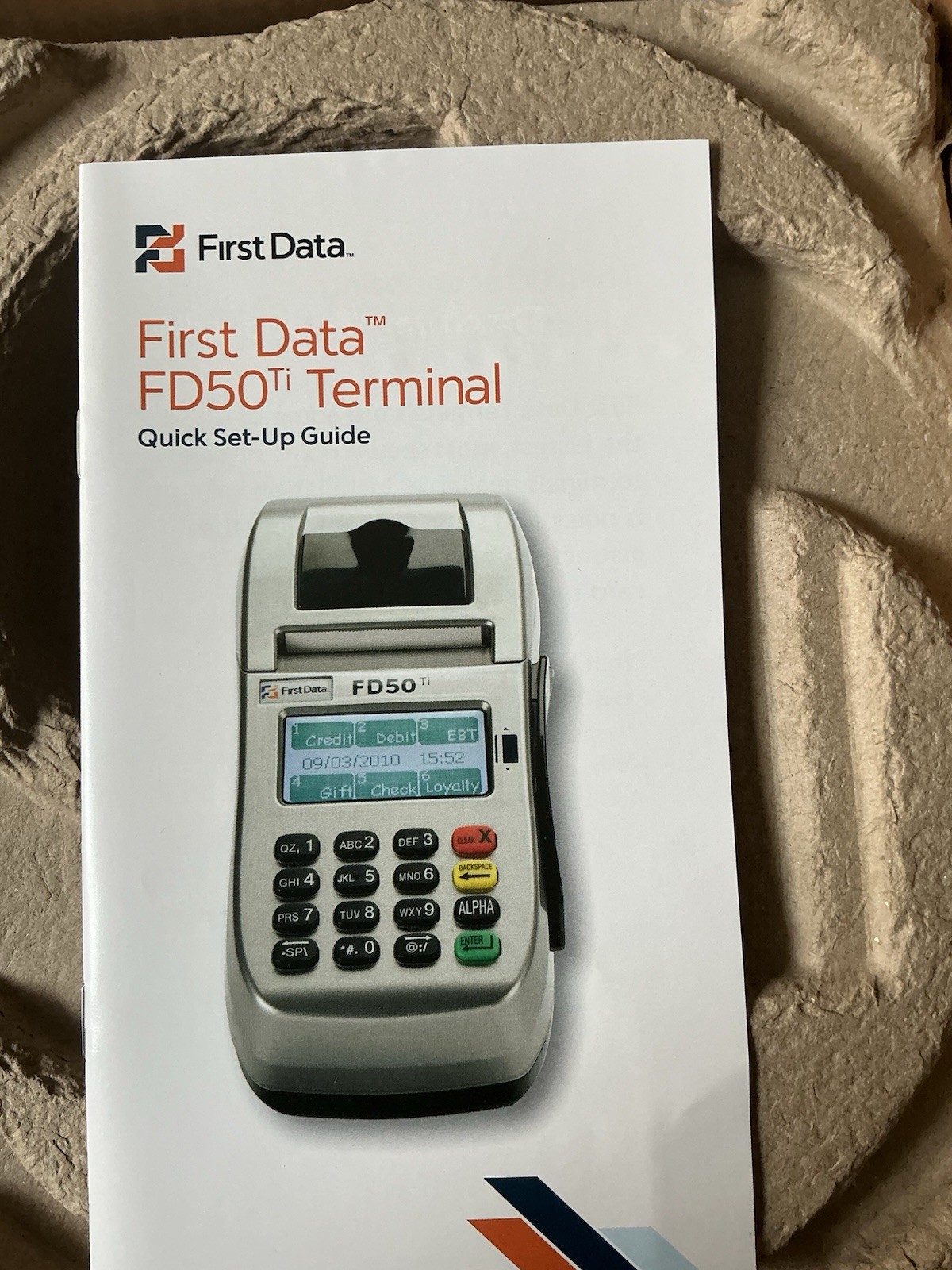 First Data FD50Ti Credit Card Terminal Receipt Printer New Old Stock Complete