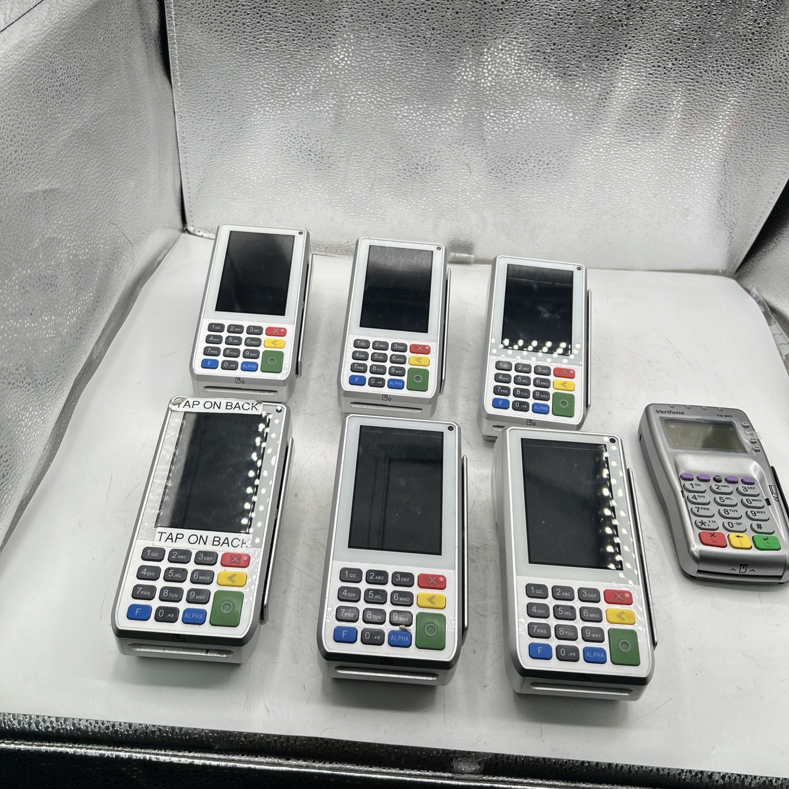Set of 7 PAX A80 Countertop Smart Credit Card Terminal & VX805 don’t power up