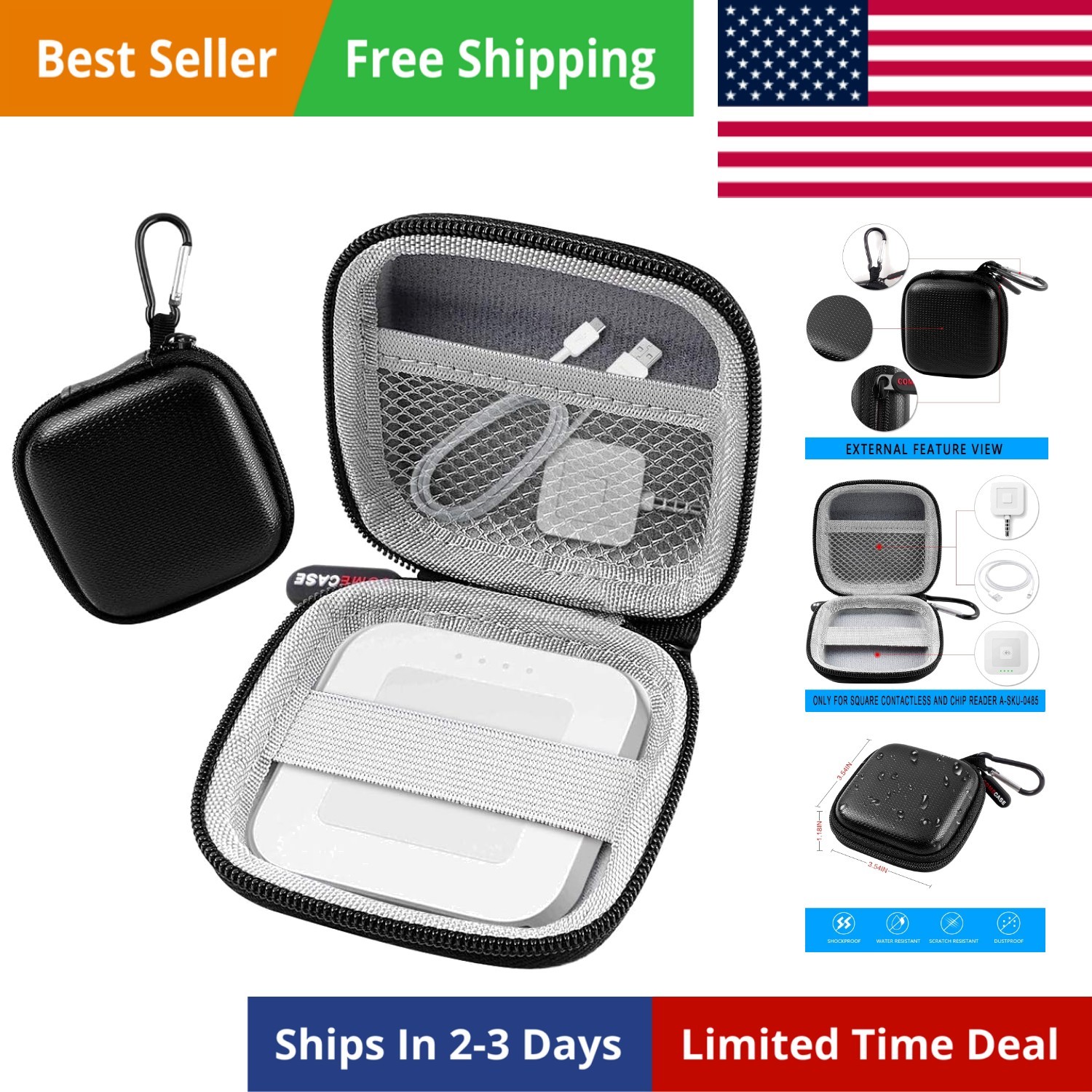 COMECASE Chip Card Reader Scanner Case, Hard Carrying Bag Holder Fits Square…