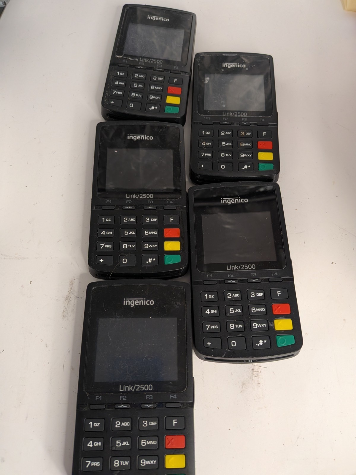 Lot of 5 Ingenico Link 2500 POS Bluetooth USB Card Reader Terminal Turn On