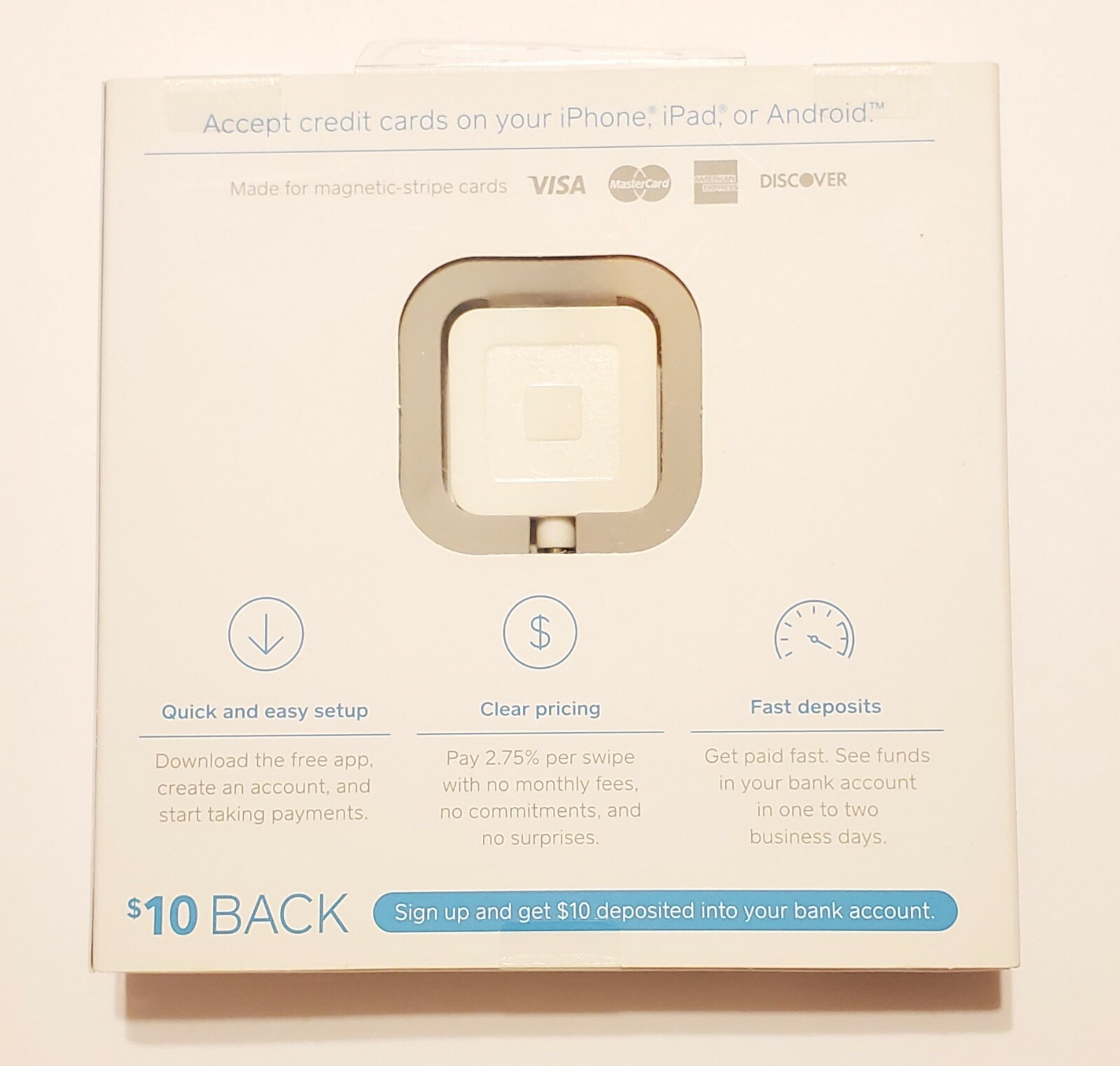 Square Reader A-PKG-0206-01 Credit Debit Card Reader – White iPhone Android