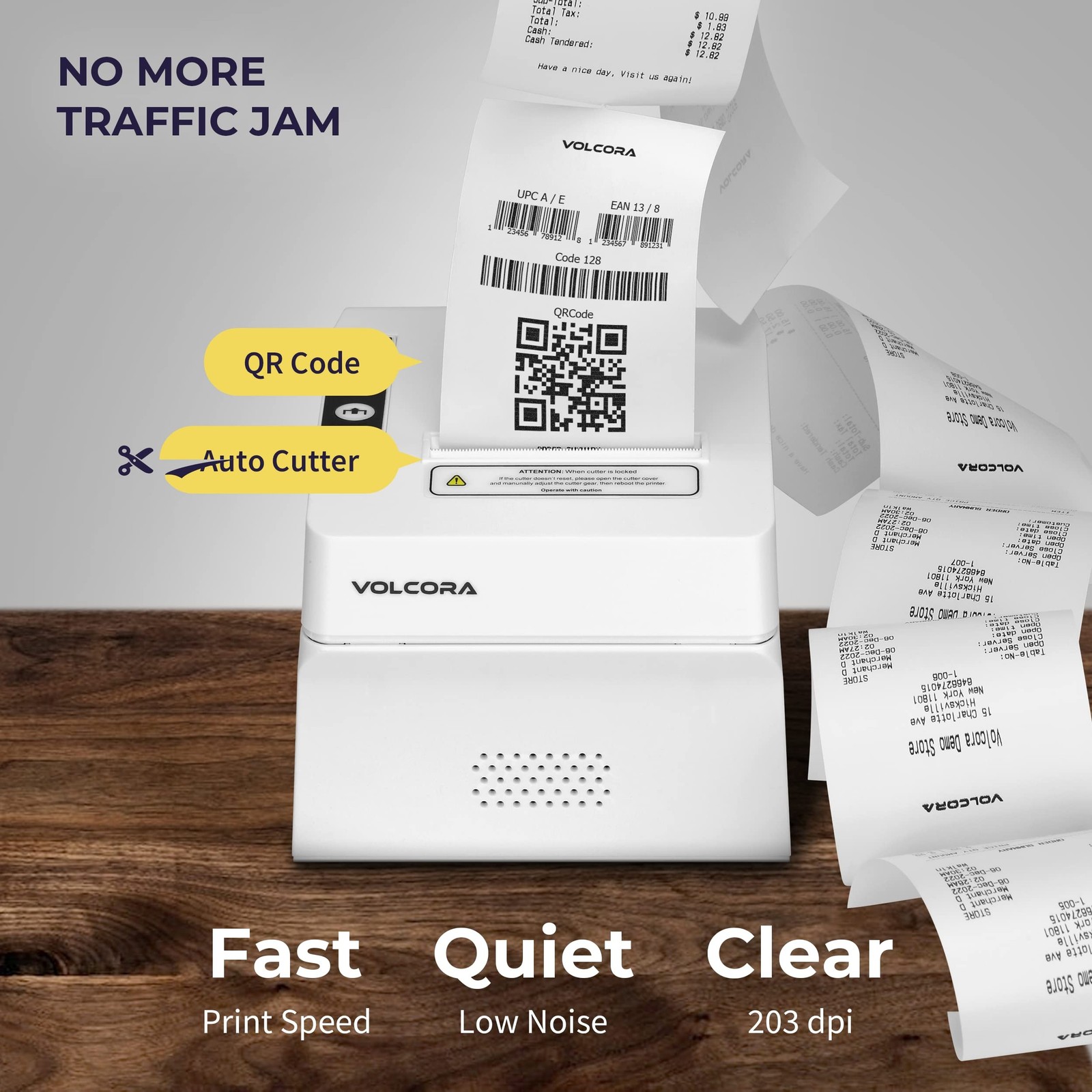 Volcora Thermal Receipt Printer, 80mm POS Printer w/Auto Cutter, USB/Bluetoot…