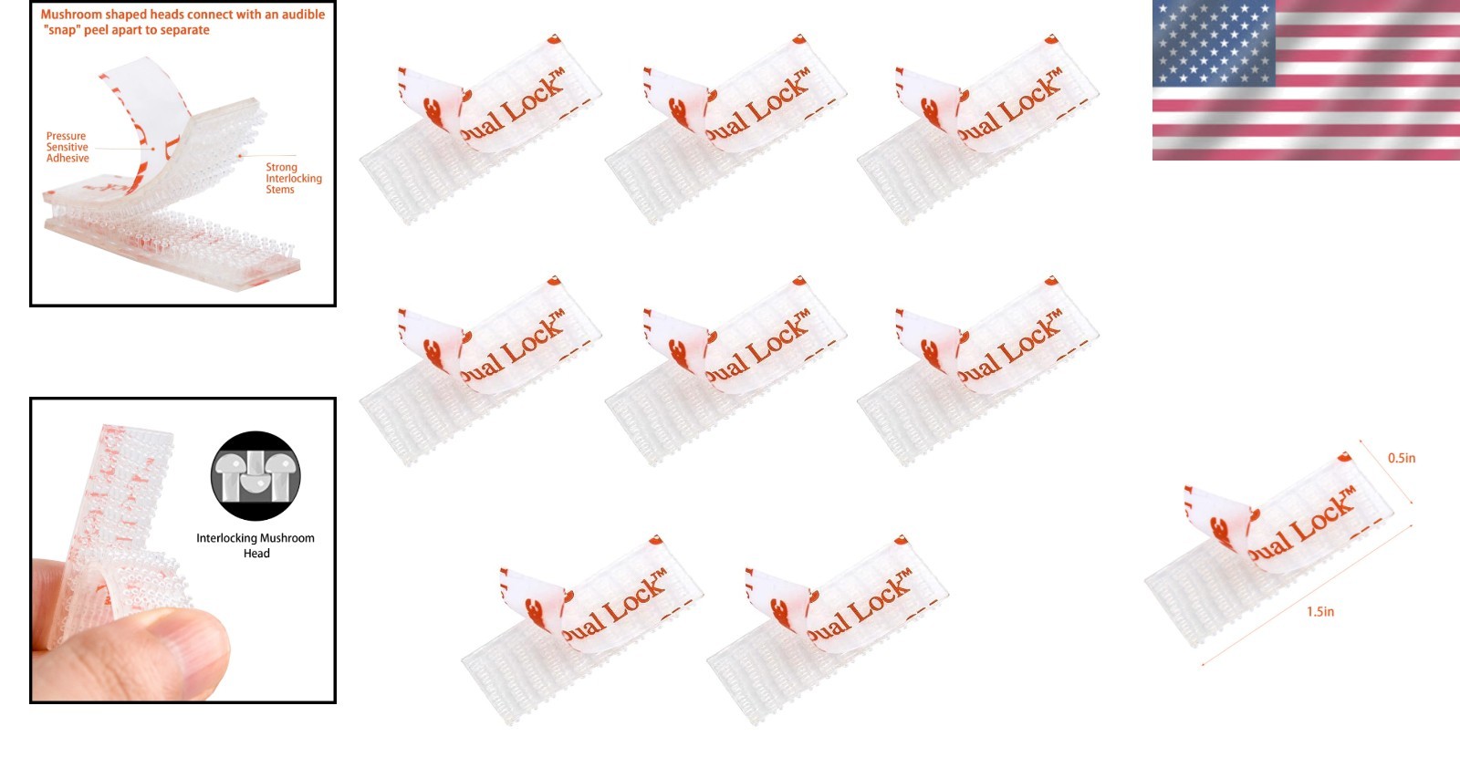 8 Pcs Dual Lock Tape Strips for EZ Pass & I-Pass – High Temperature Adhesive