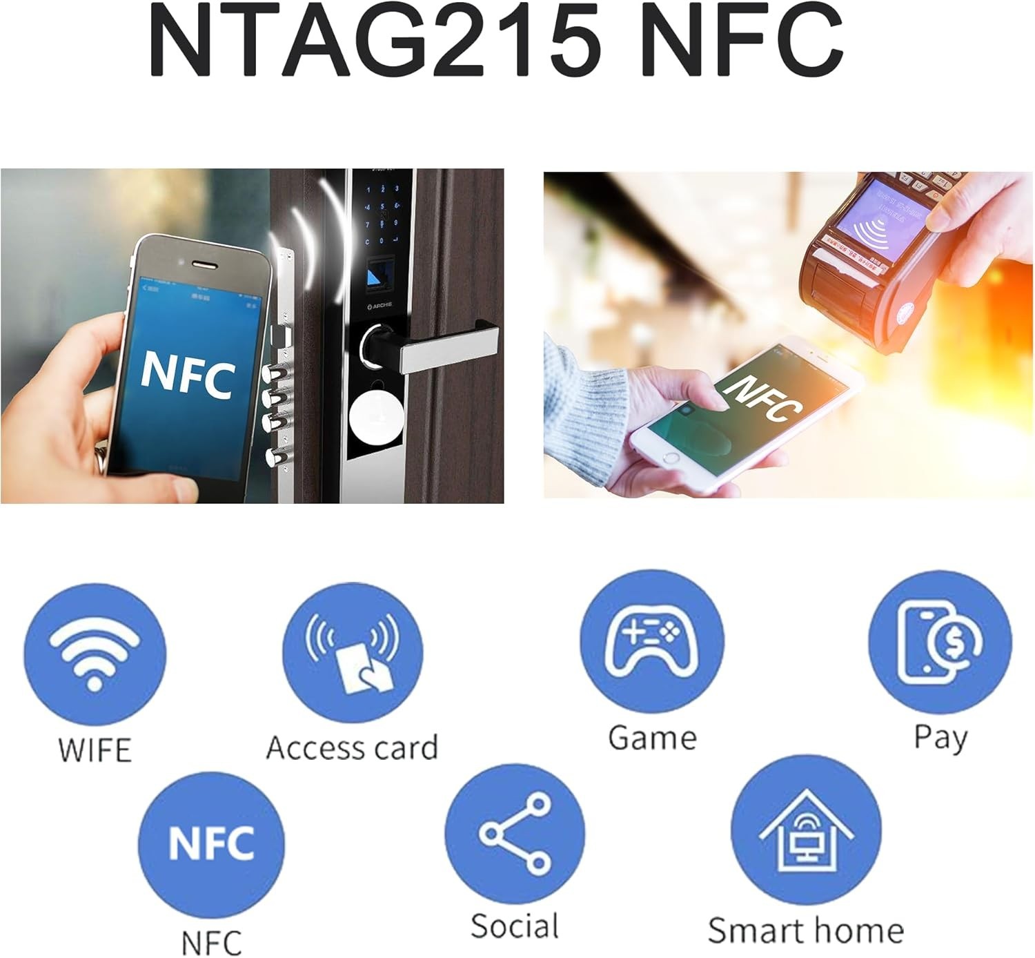 10Pcs NTAG215 NFC Tags – Customizable White Coin Cards for Android Devices