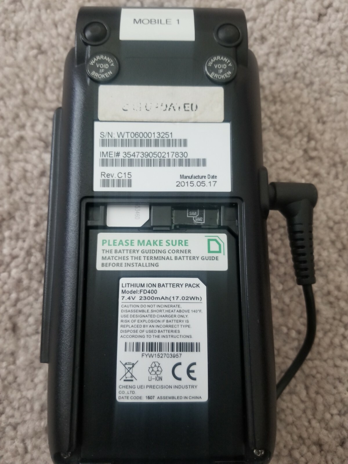 Lot Of Two First Data FD410 Wireless Credit Card Terminals And Two Magstrip Read