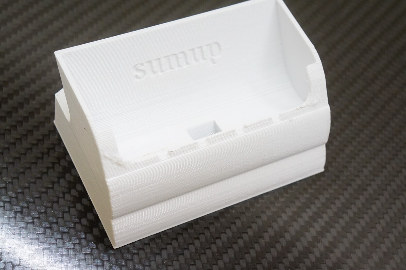 Angled Stand for SumUp Air card reader/terminal w/ charge cable cutout *White*