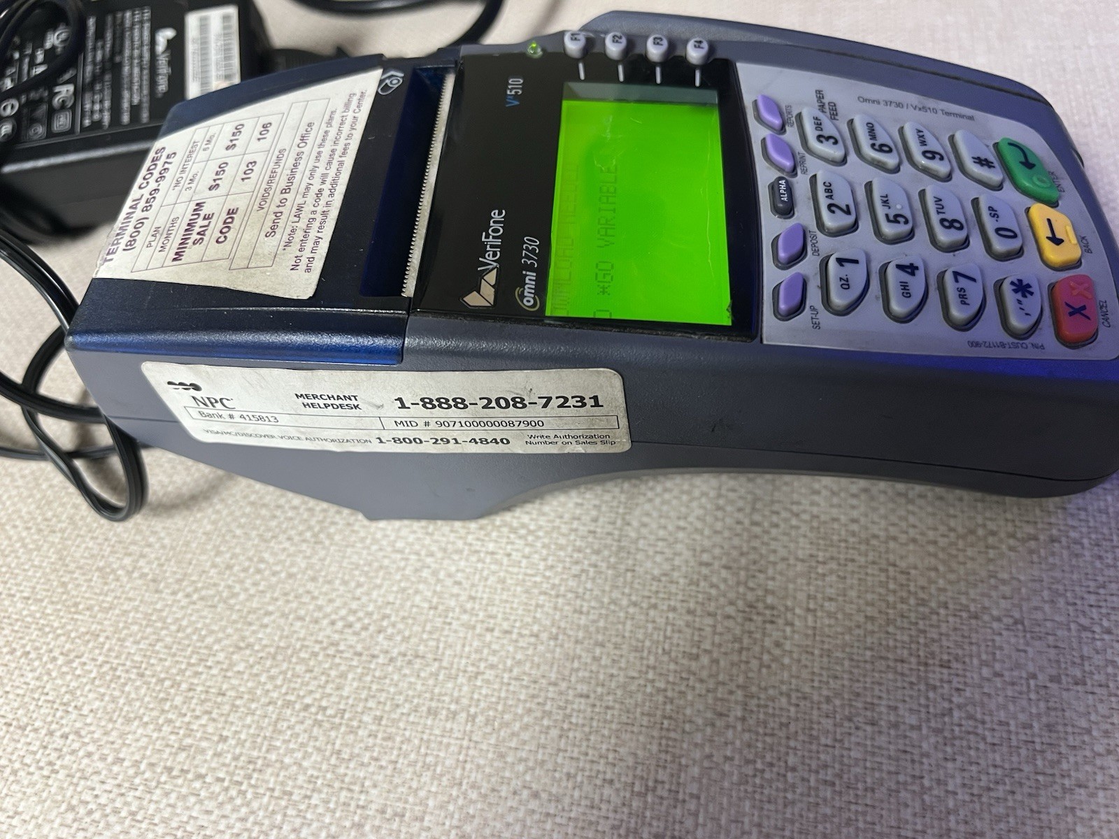 Verifone Vx510/Omni 3730 Credit Card Terminal