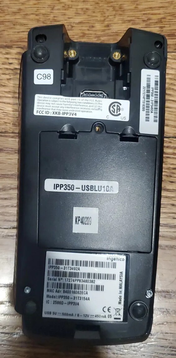 Ingenico iPP350 Black LCD Display 15-Keys Magstripe USB Powered Payment Terminal