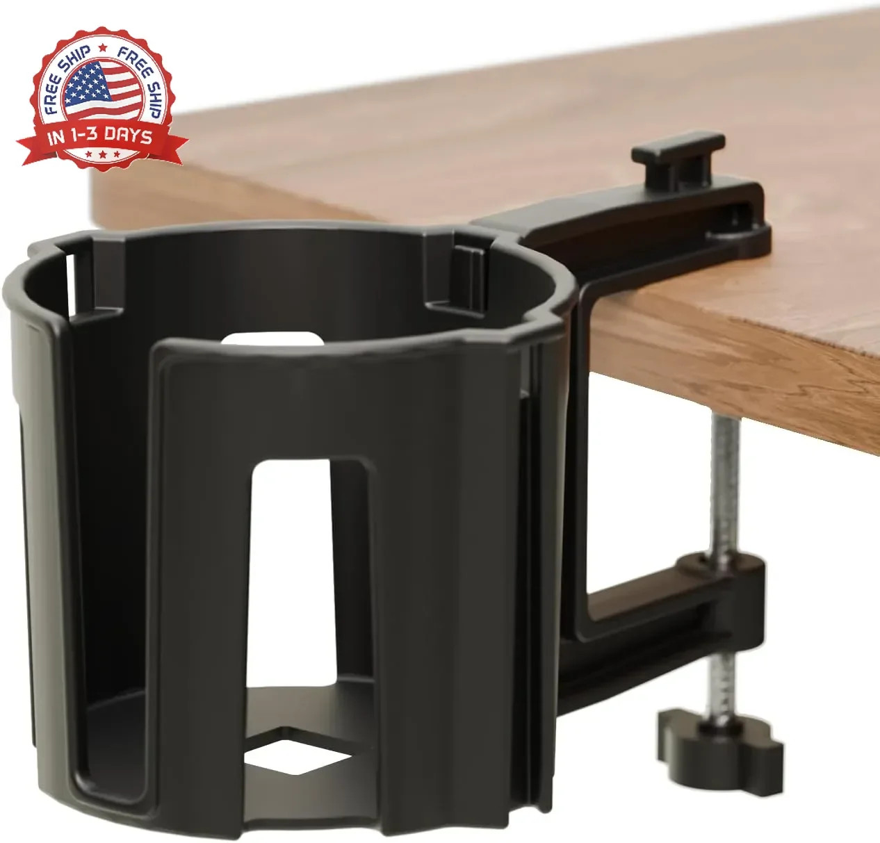 Original Large Desk Cup Holder Clamp | Anti-Spill Mount, Multi-Directional Drink